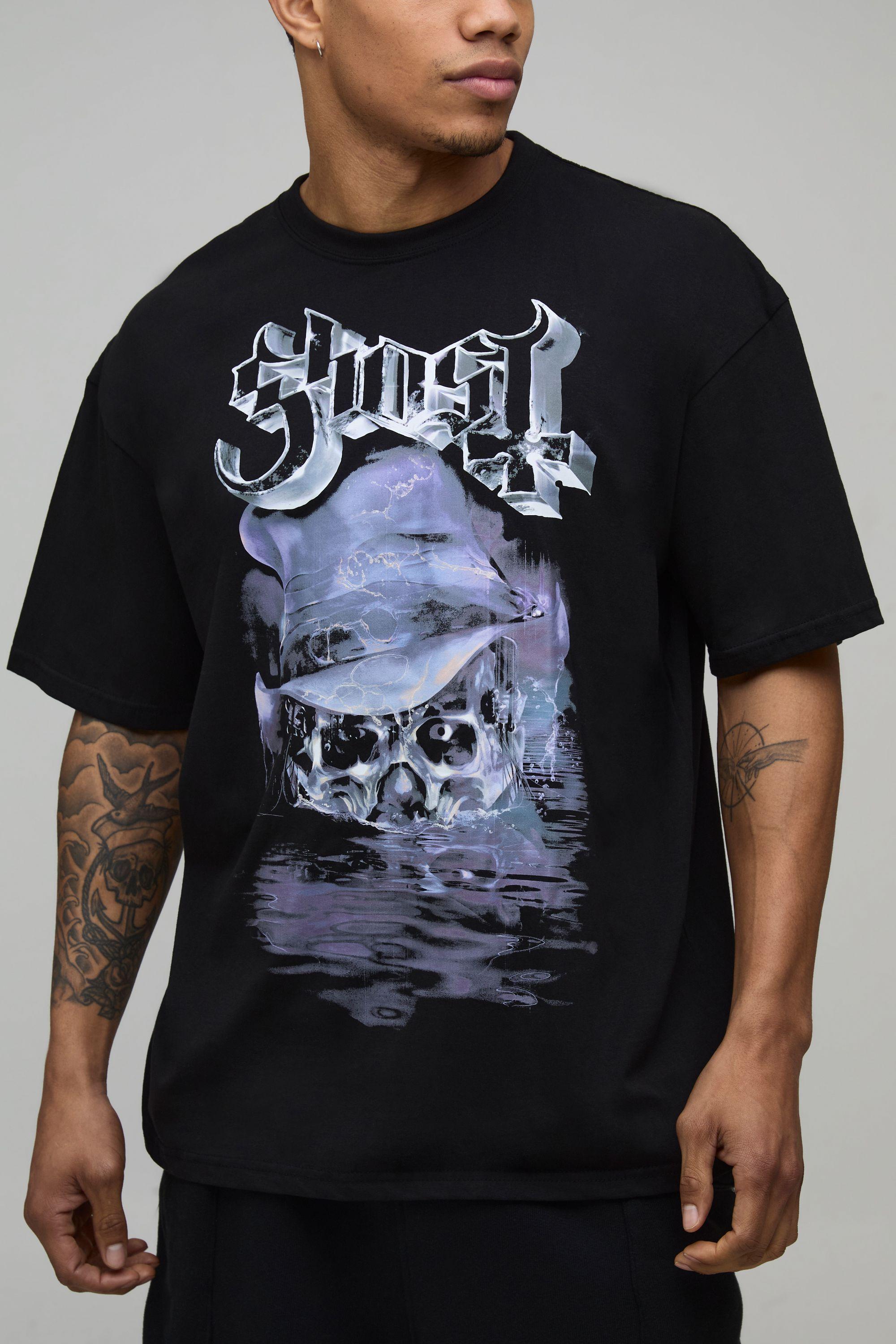 Oversized Ghost License Printed T-Shirt by BOOHOOMAN