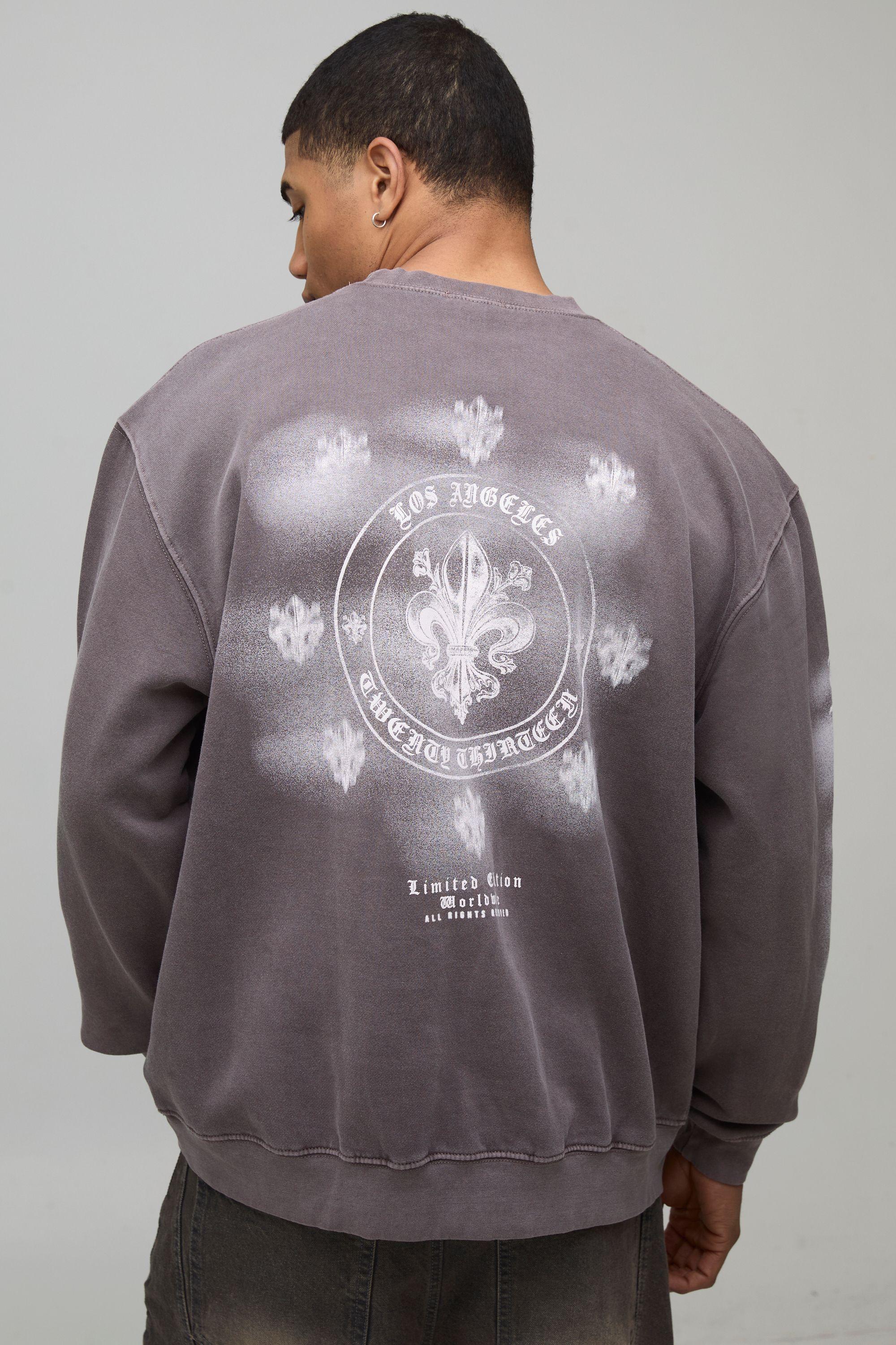 Oversized Graphic Printed Washed Sweatshirt by BOOHOOMAN
