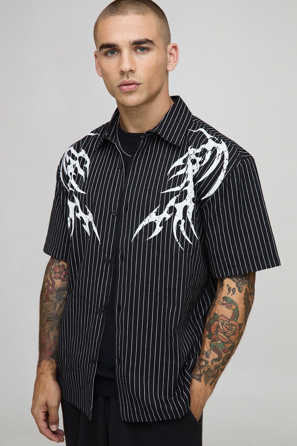 Oversized Half Sleeve Tribal Print Half Sleeve Shirt by BOOHOOMAN Oversized Half Sleeve Tribal Print Half Sleeve Shirt by BOOHOOMAN