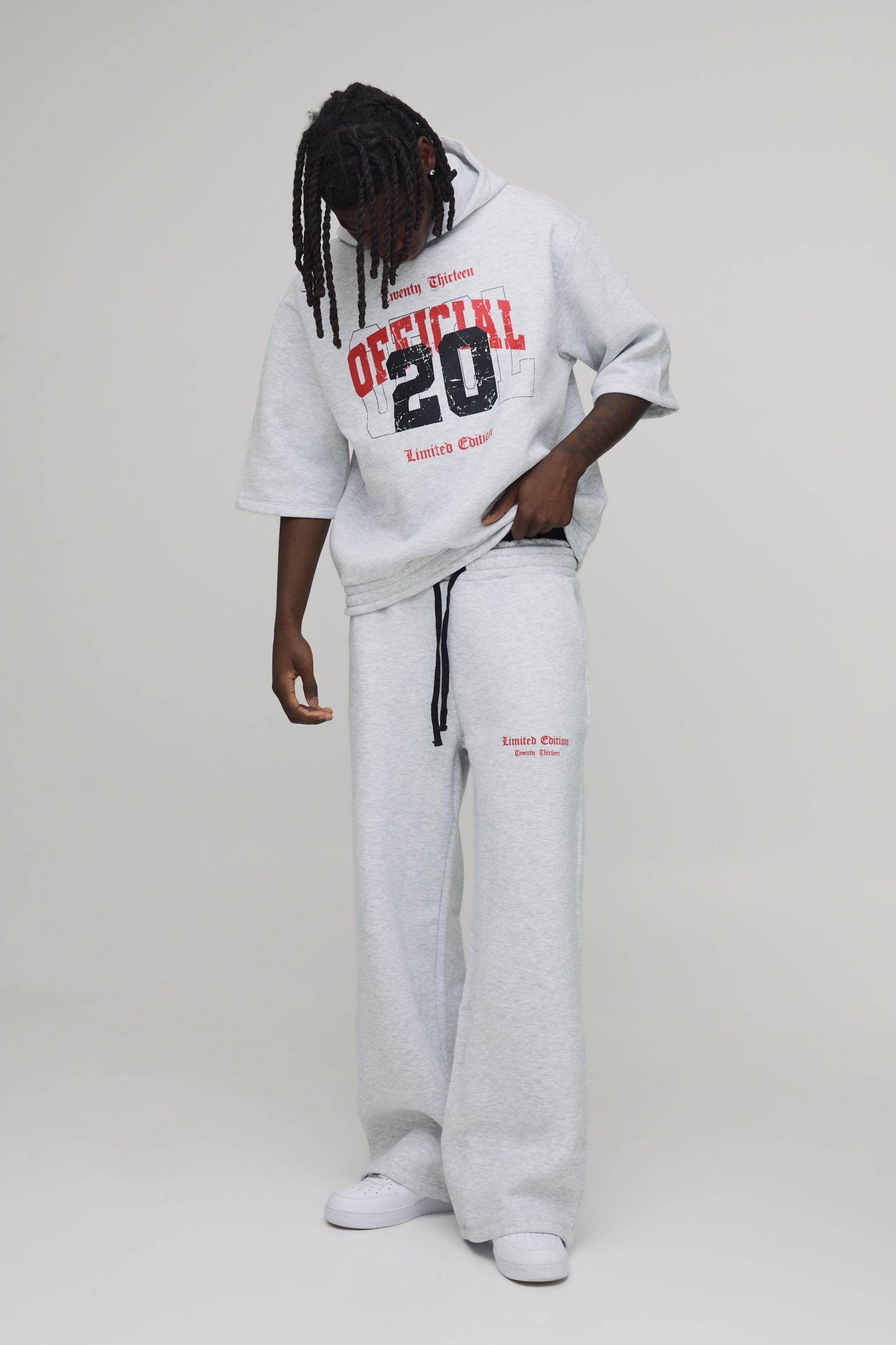 Oversized Half Sleeve Varsity Extreme Wide Leg Hooded Tracksuit by BOOHOOMAN