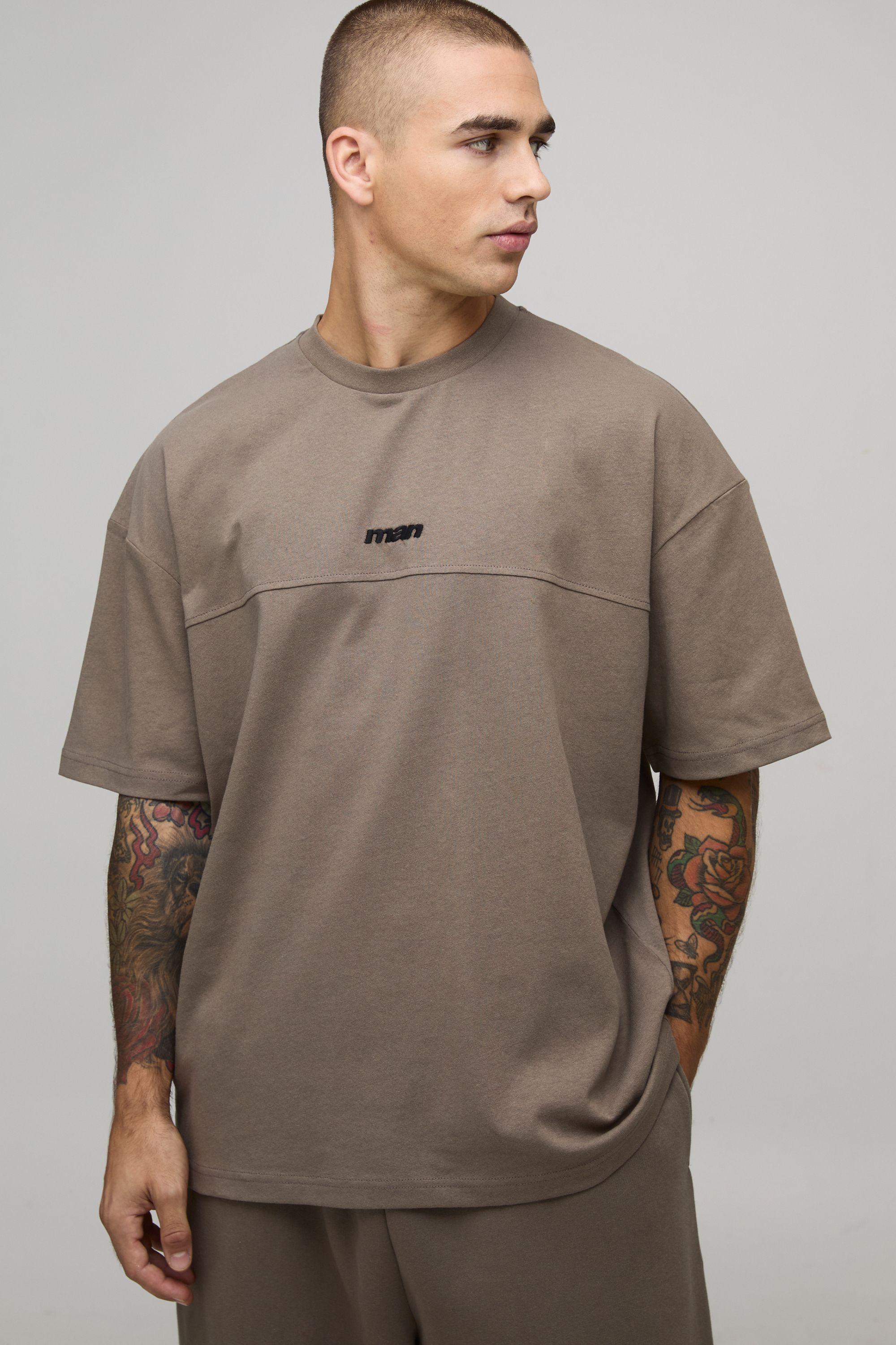 Oversized Heavyweight Panelled Man Sport Embroidered T-Shirt by BOOHOOMAN