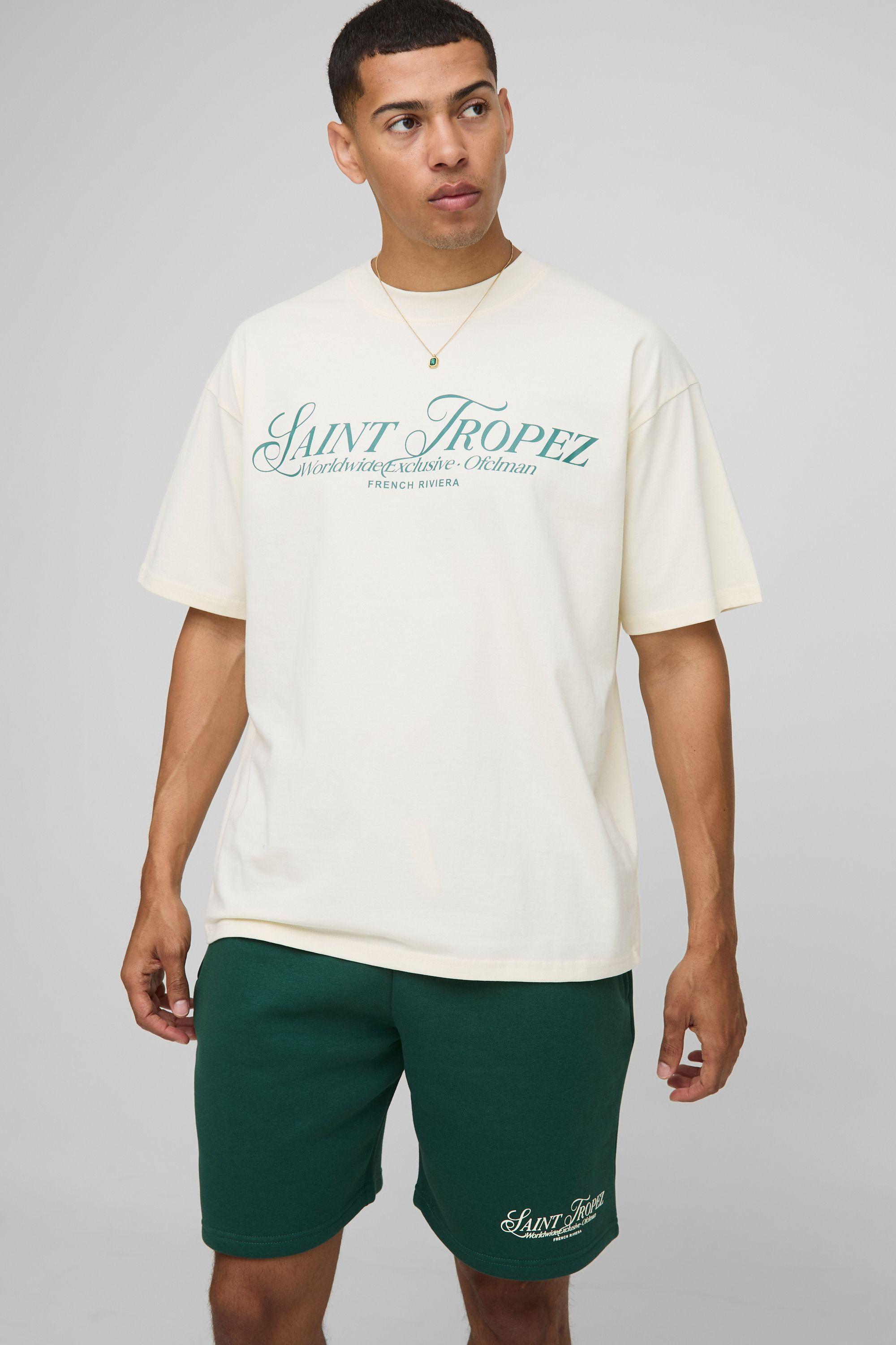 Oversized Heavyweight Slogan T-Shirt & Short Set by BOOHOOMAN