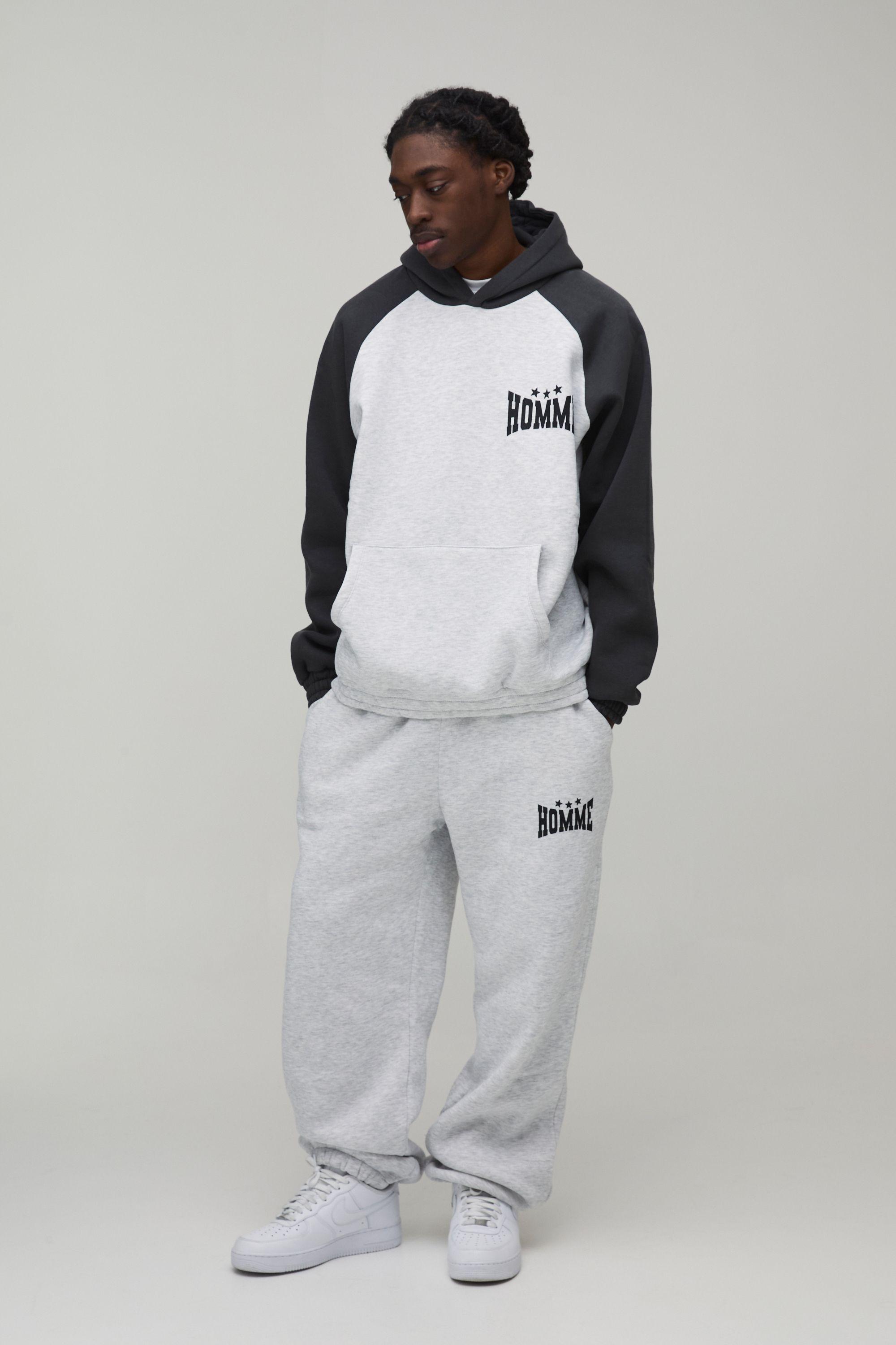 Oversized Homme Hooded Raglan Tracksuit by BOOHOOMAN