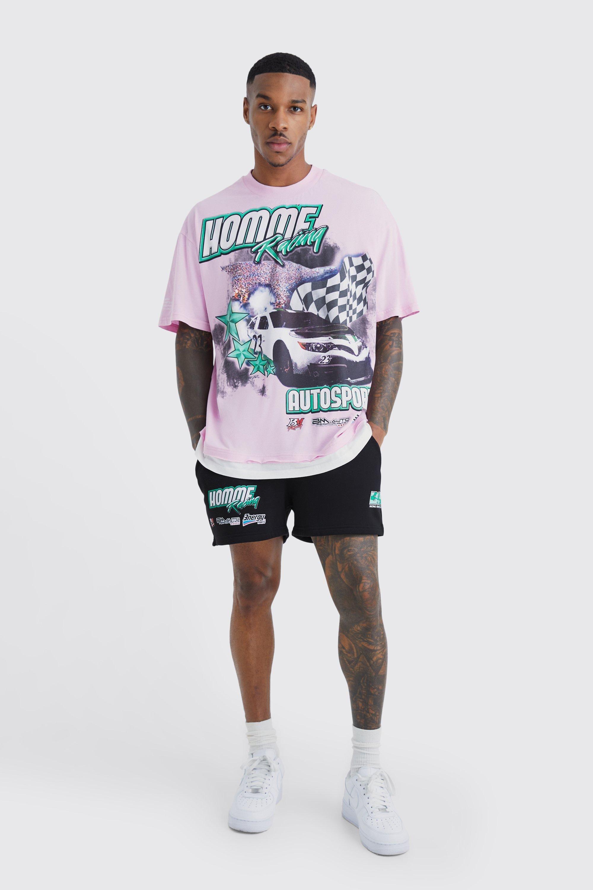 Oversized Homme Racing Faux Layer Set by BOOHOOMAN