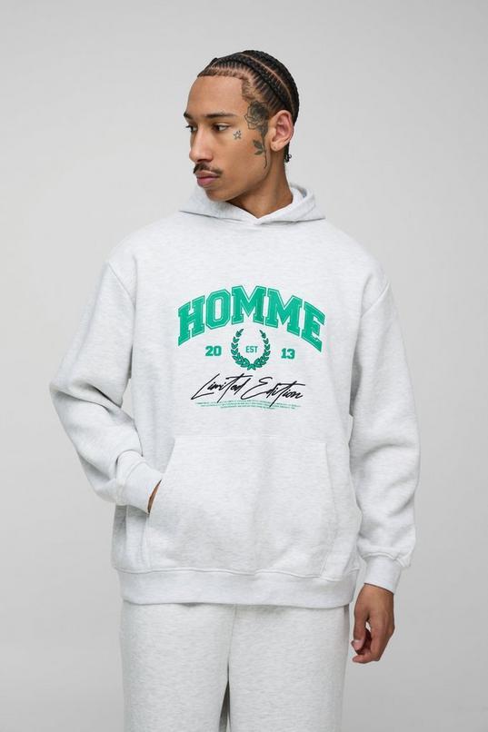 Oversized Homme Varsity Hoodie by BOOHOOMAN