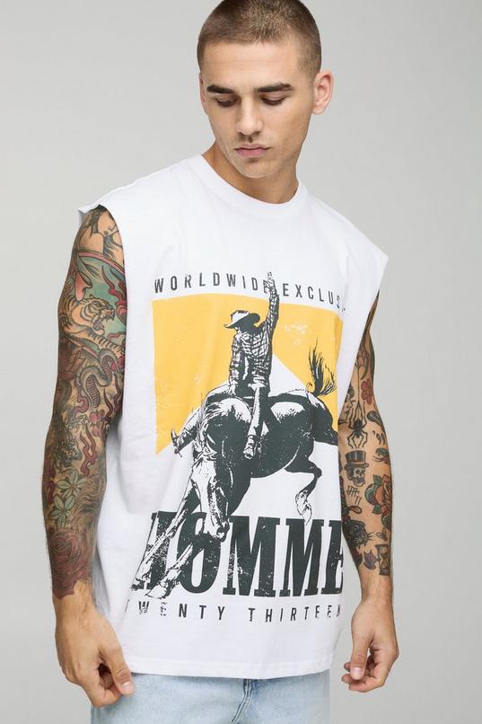 Oversized Homme Western Graphic Tank by BOOHOOMAN