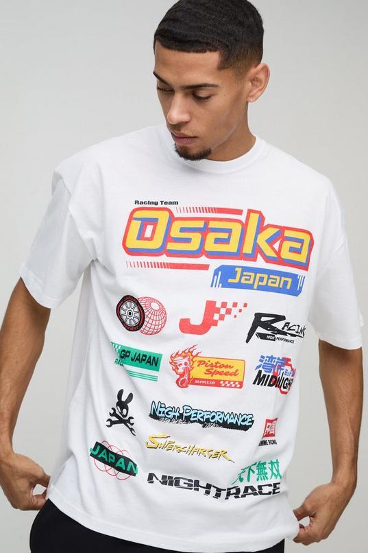 Oversized Japan Moto Badge Print T-Shirt by BOOHOOMAN