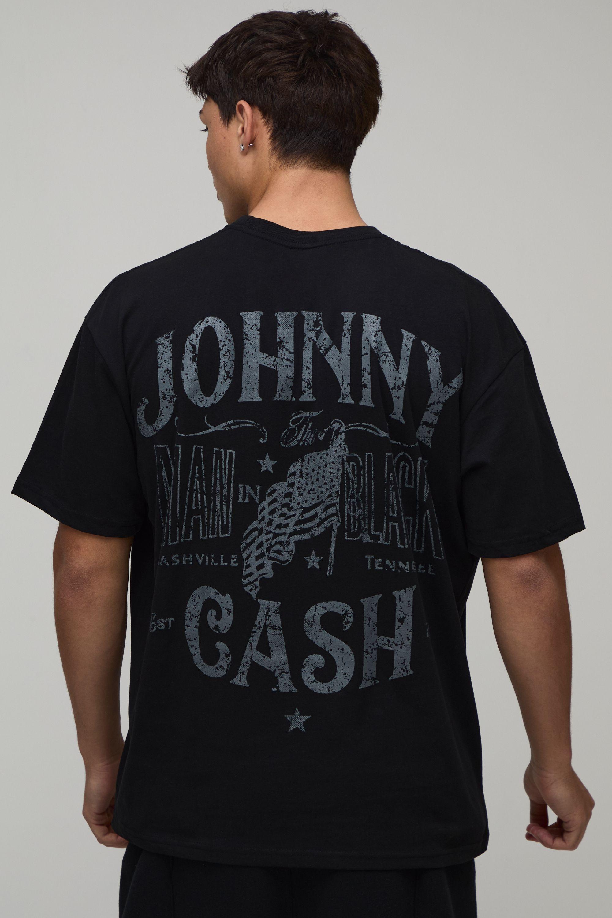 Oversized Johnny Cash License Print T-shirt by BOOHOOMAN