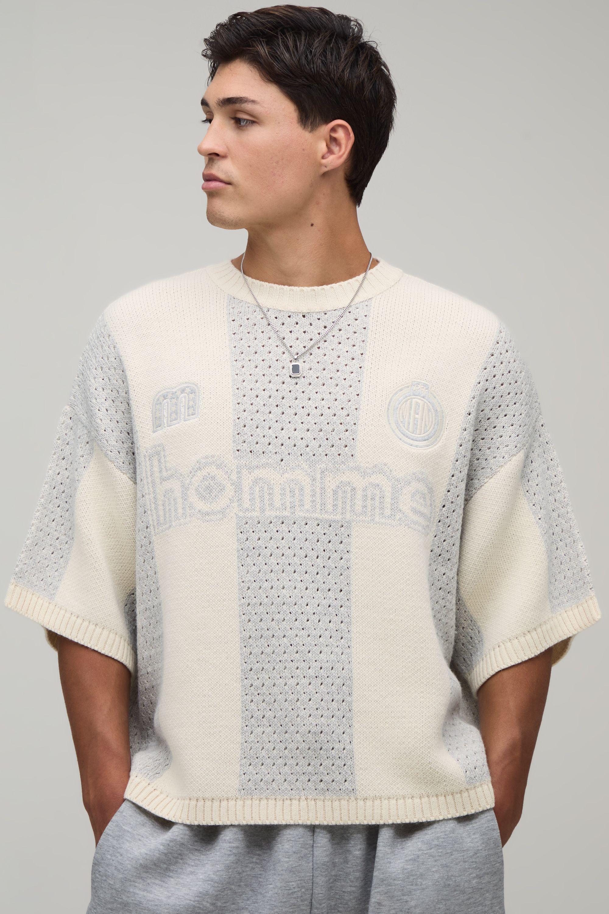 Oversized Knitted Mesh Sports Top by BOOHOOMAN