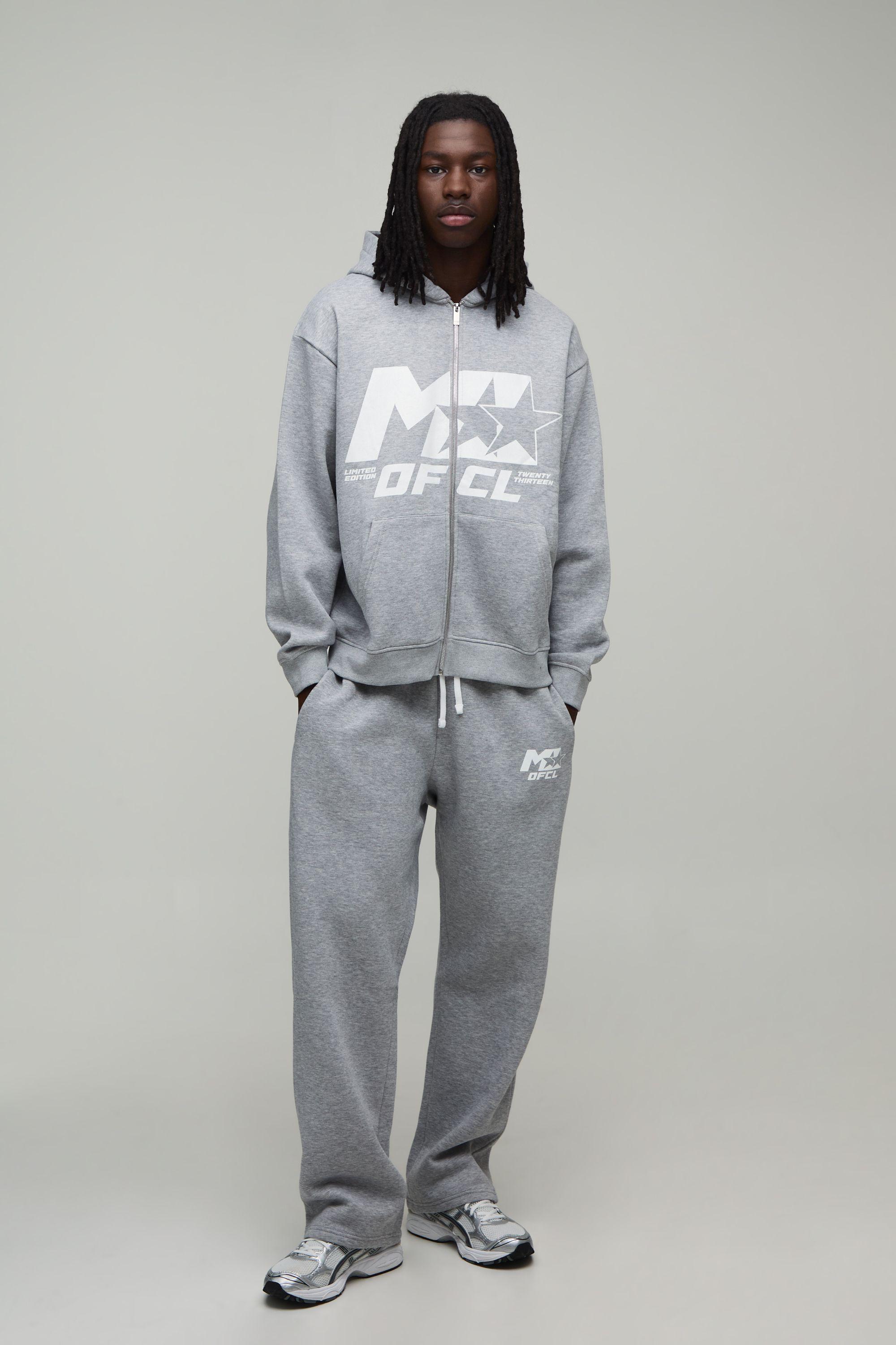 Oversized M Star Zip Thru Hoodie & Straight Leg Tracksuit by BOOHOOMAN