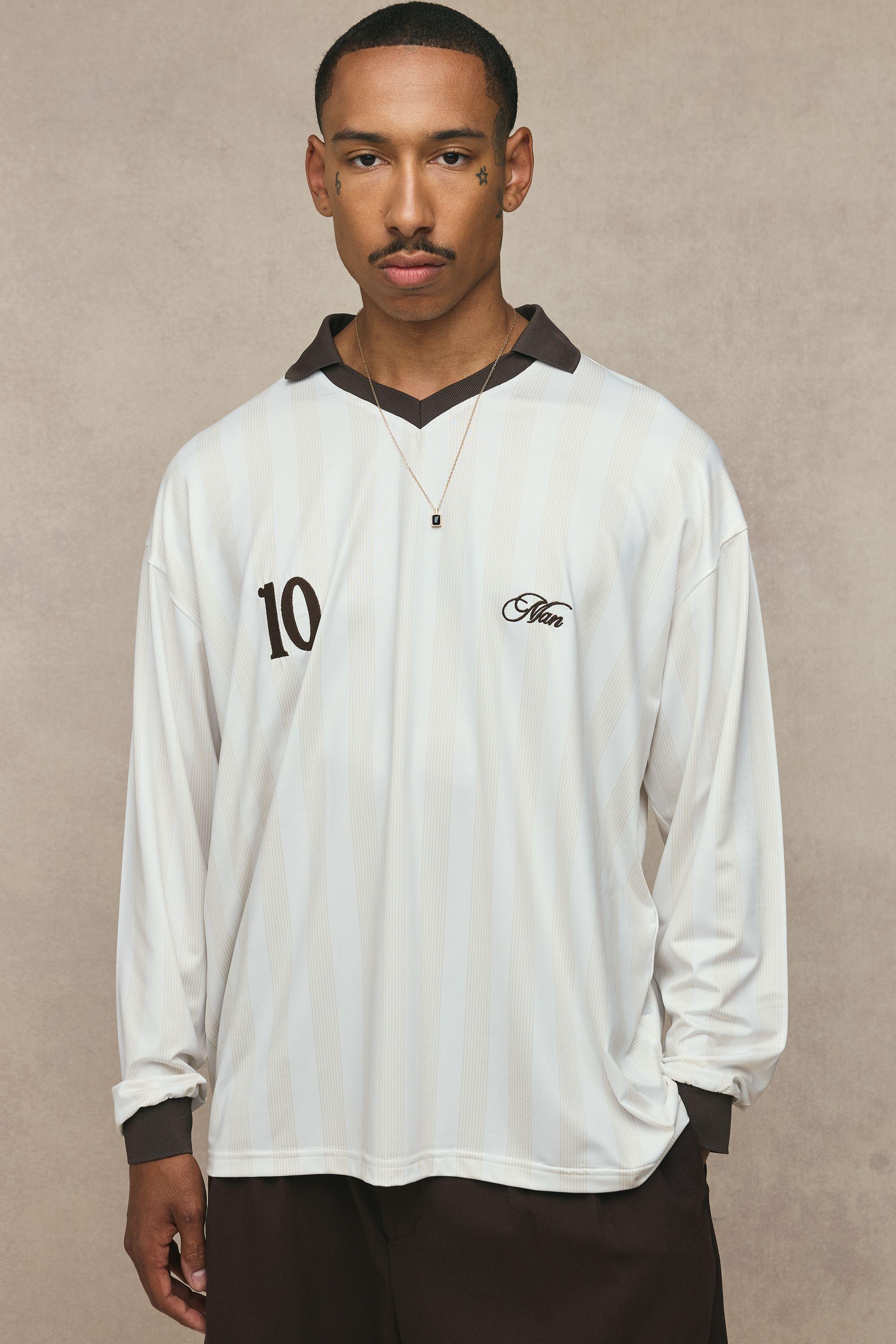 Oversized Man Embroidered Long Sleeve Football Top by BOOHOOMAN