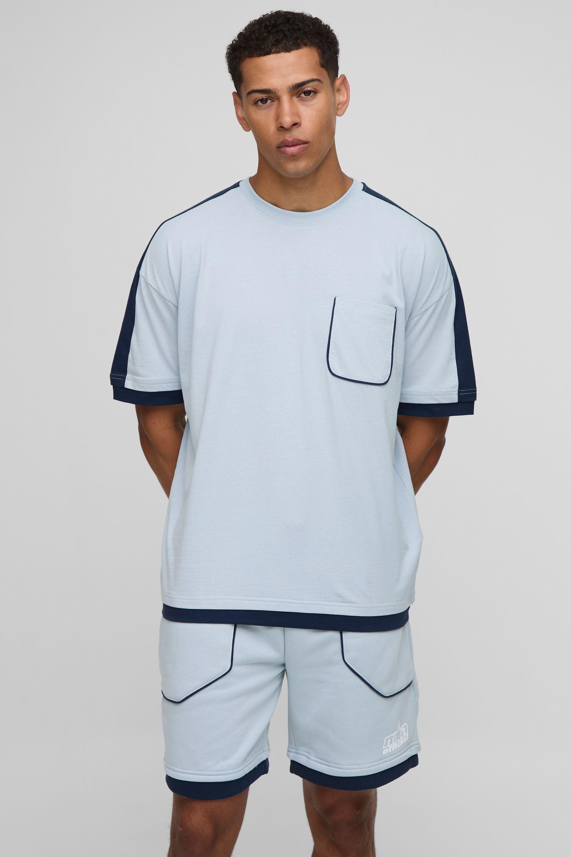 Oversized Man Faux Layer T-Shirt and Short Set by BOOHOOMAN