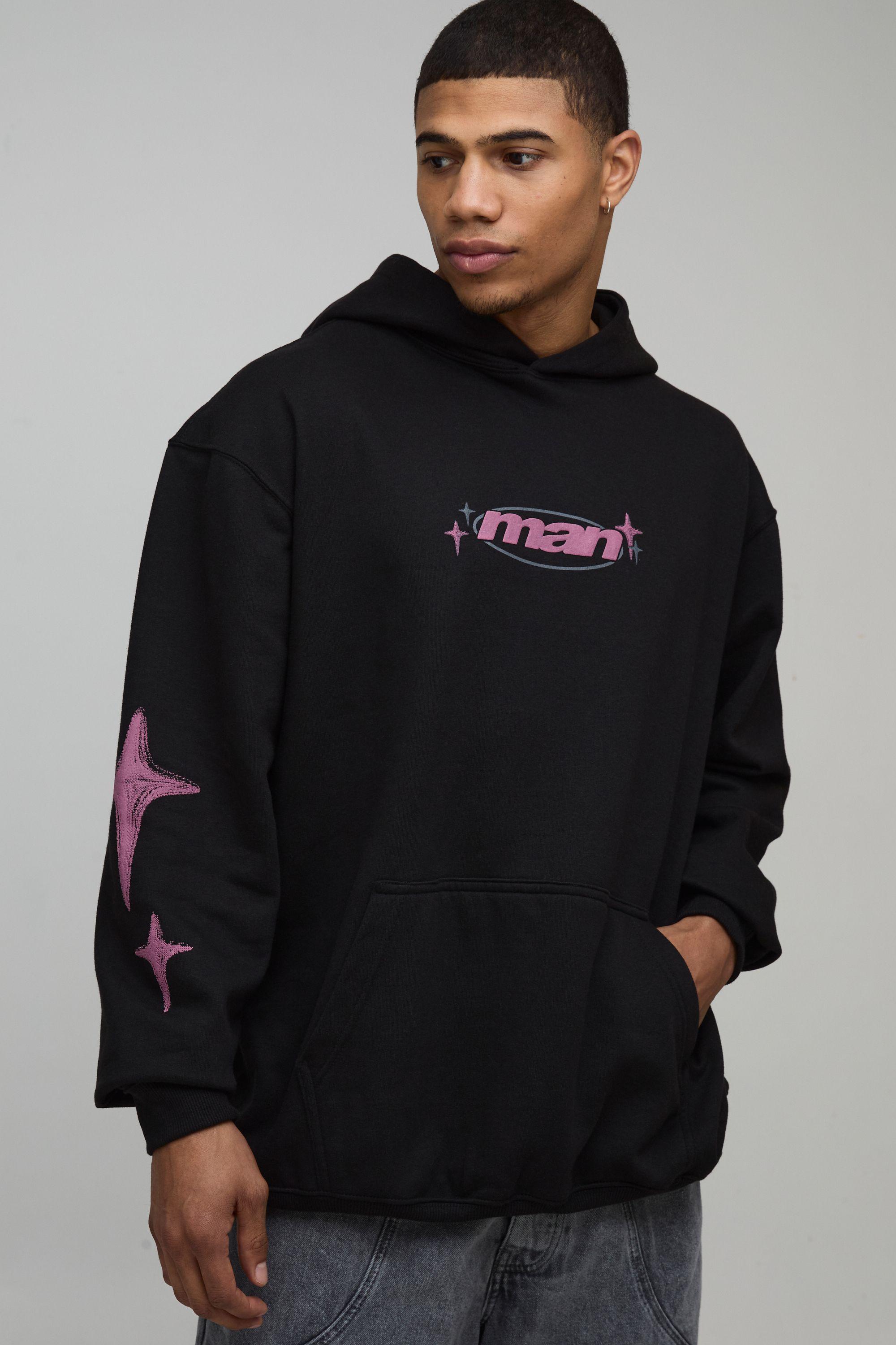 Oversized Man Star Puff Printed Hoodie by BOOHOOMAN