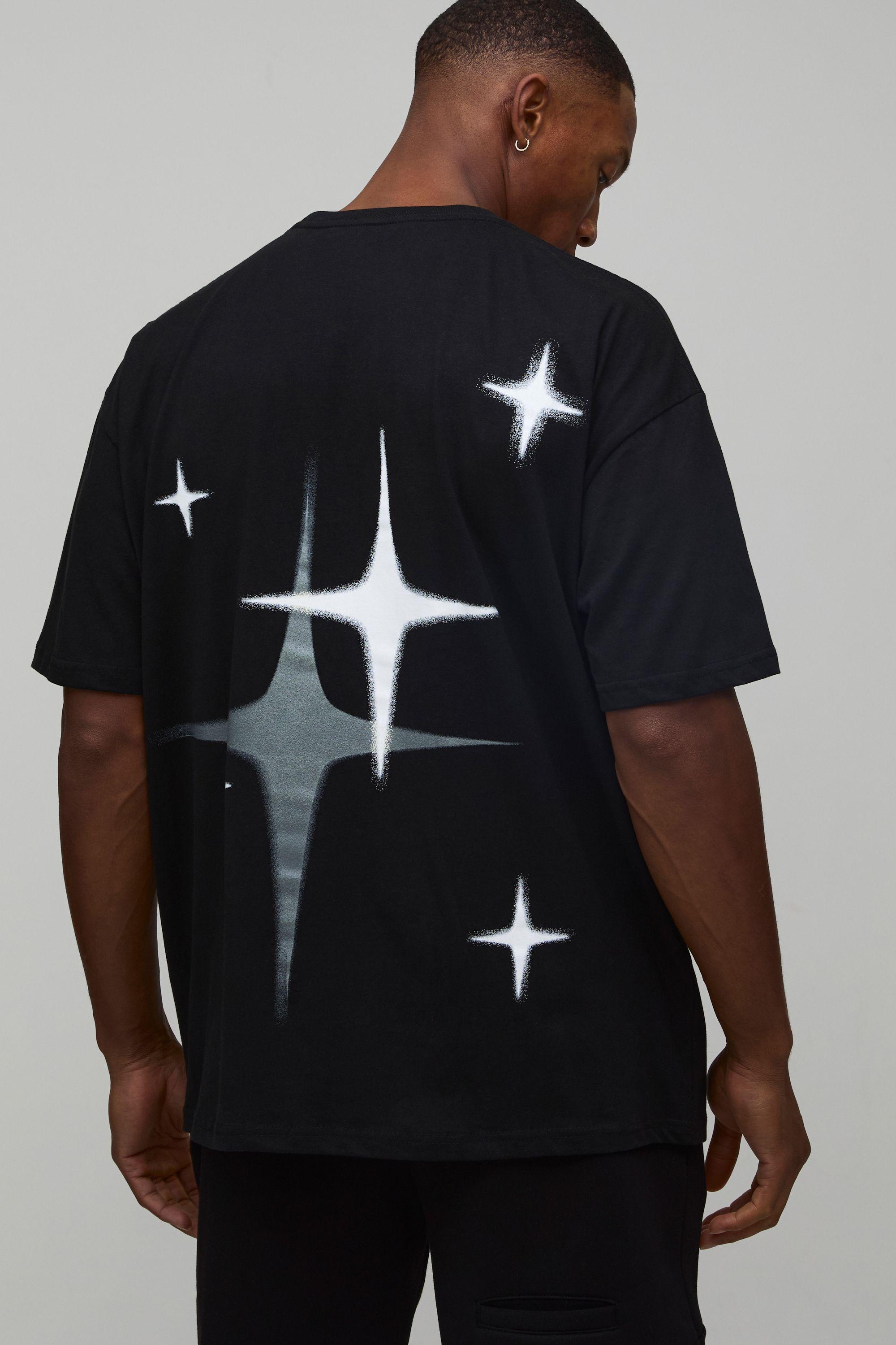 Oversized Man Star Spray Printed T-Shirt by BOOHOOMAN