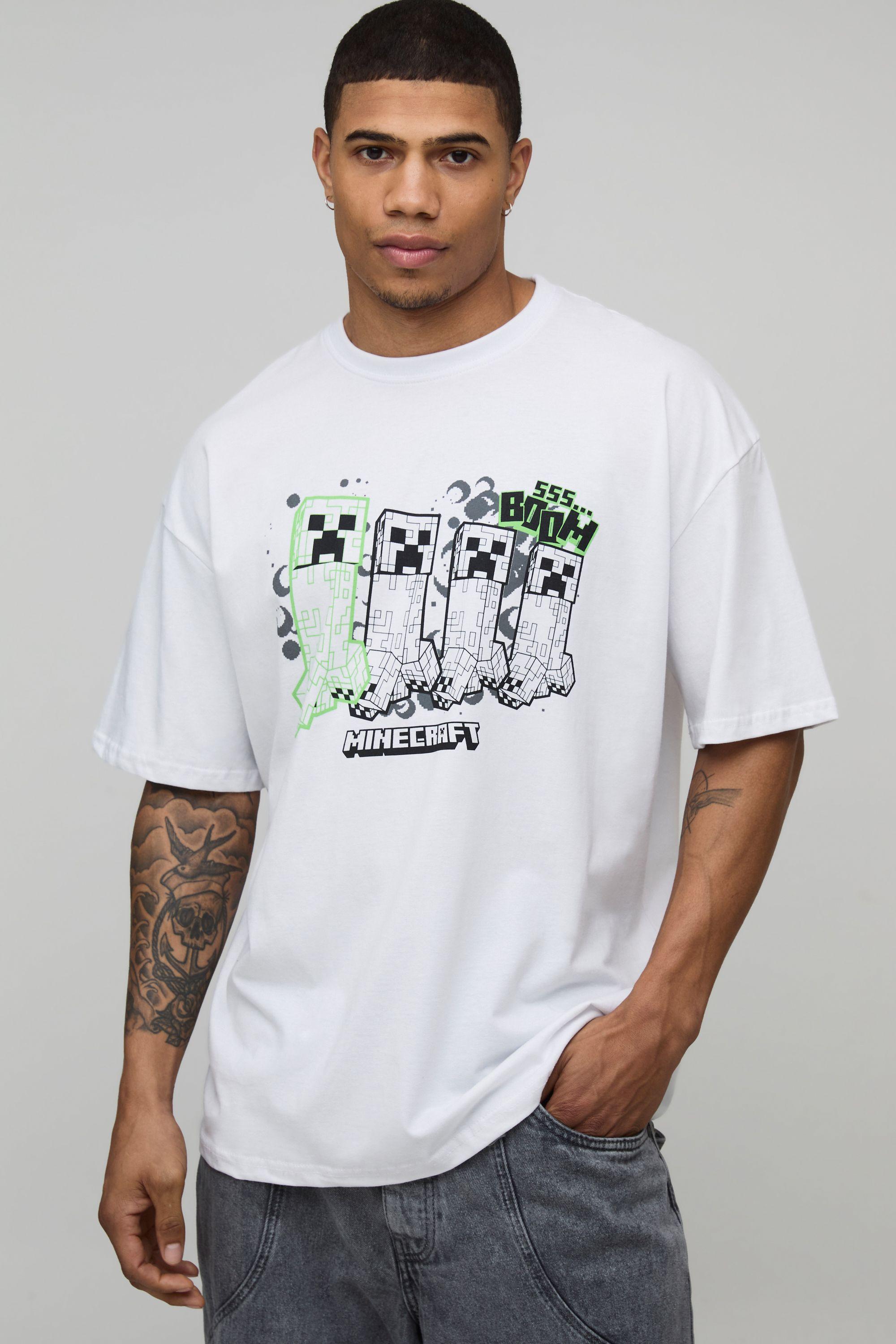 Oversized Minecraft License Printed T-Shirt by BOOHOOMAN