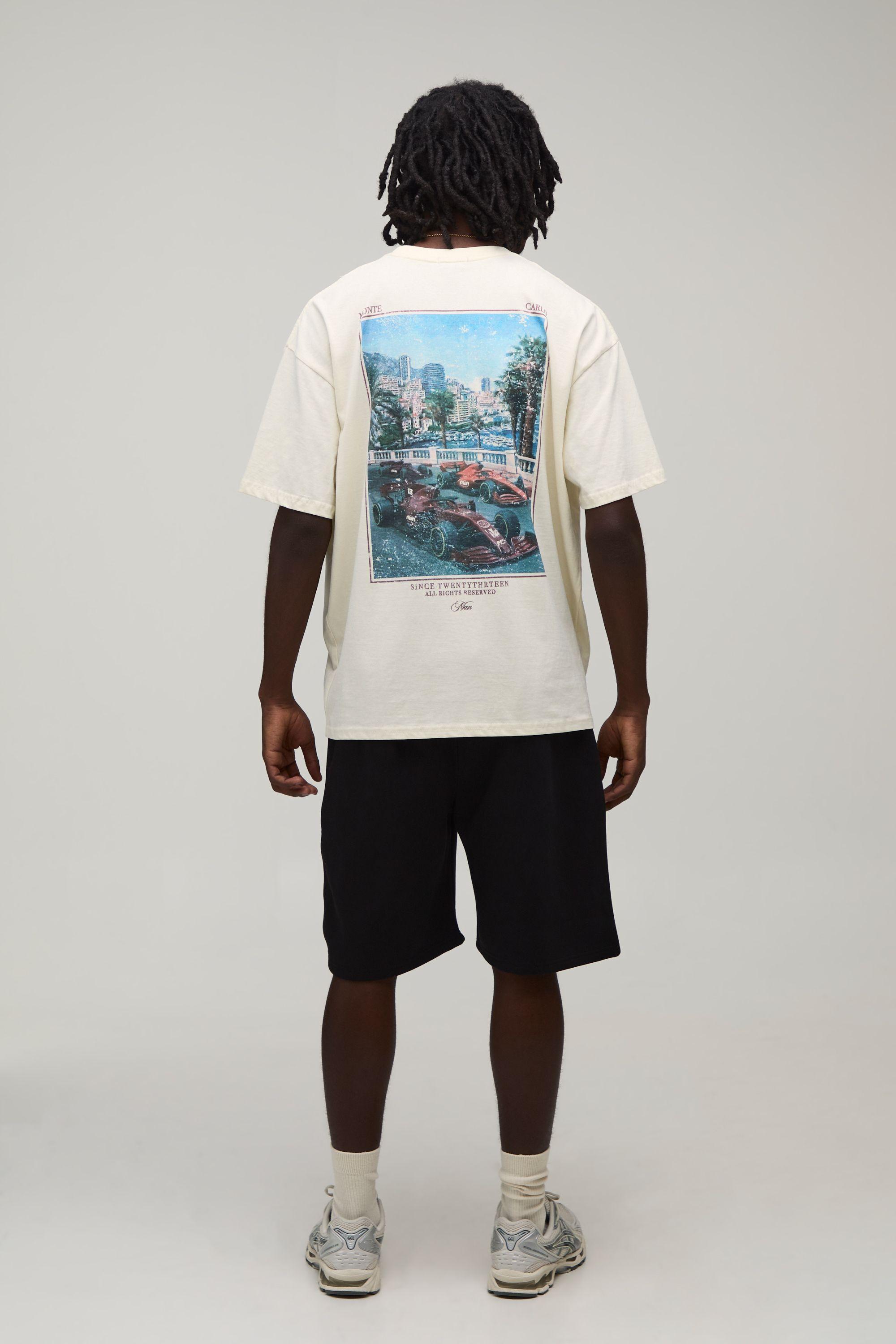 Oversized Monte Carlo Photographic Print T-Shirt & Short Set by BOOHOOMAN
