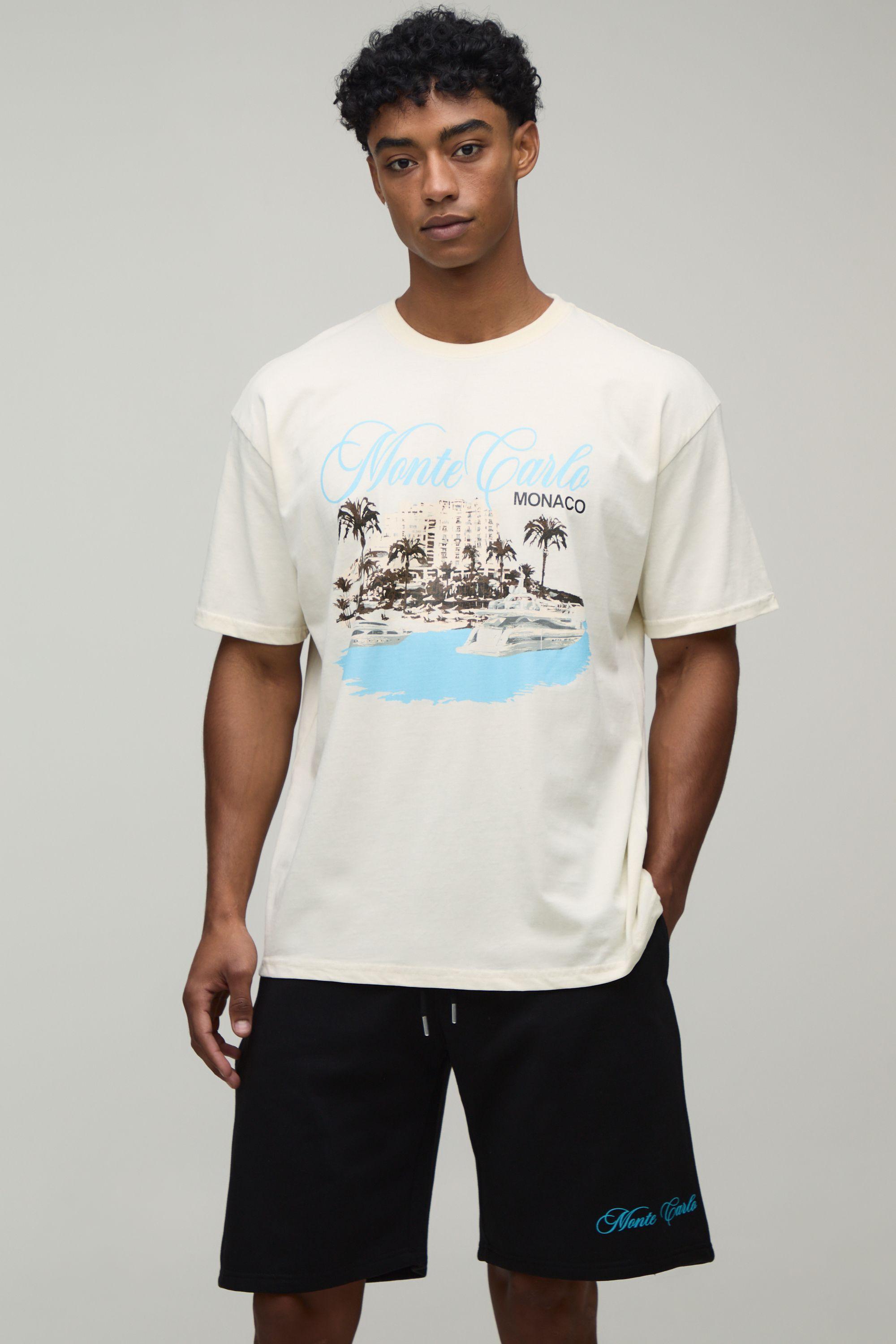 Oversized Monte Carlo Print T-Shirt & Short Set by BOOHOOMAN
