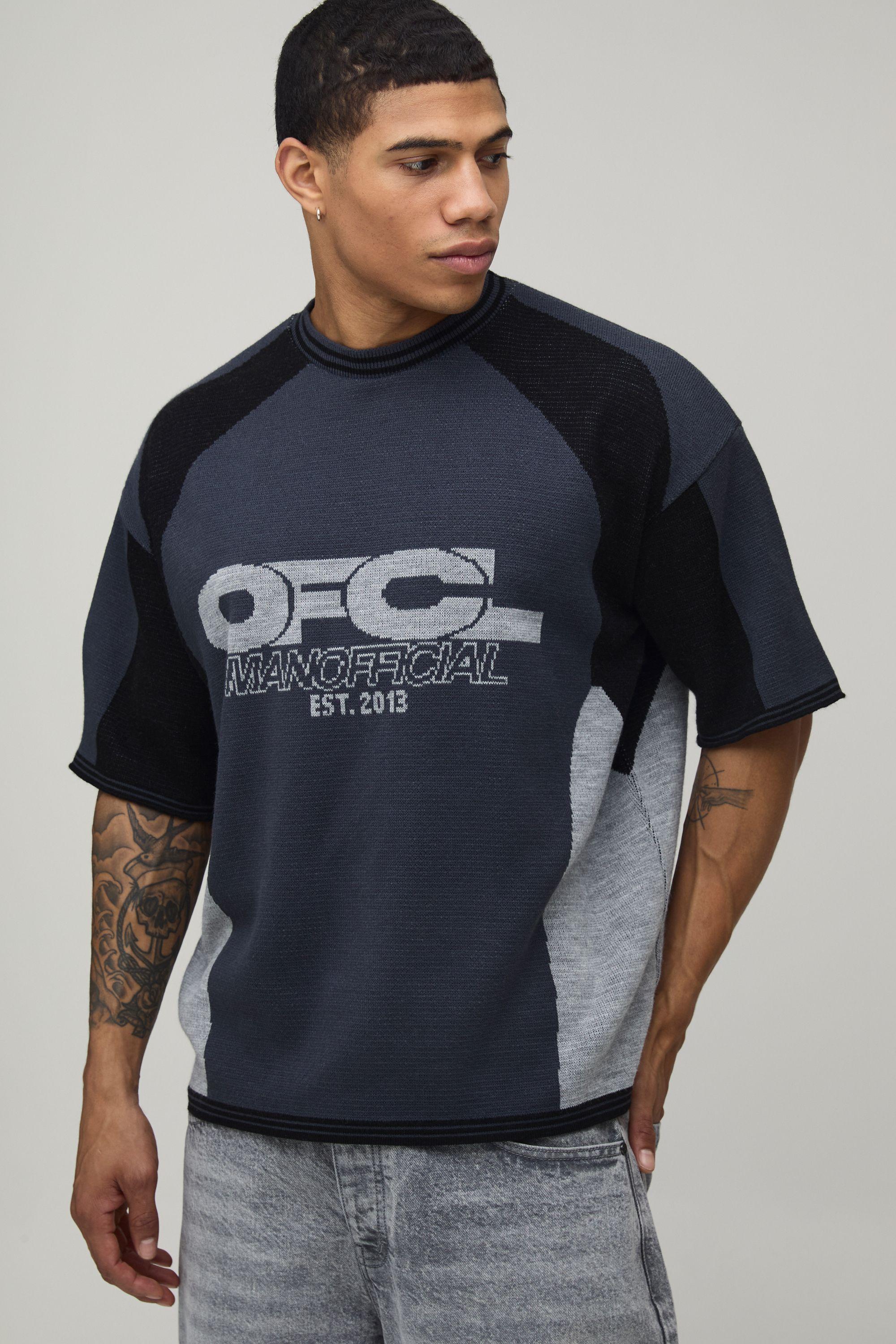 Oversized Moto Racing Graphic Knitted T-Shirt by BOOHOOMAN