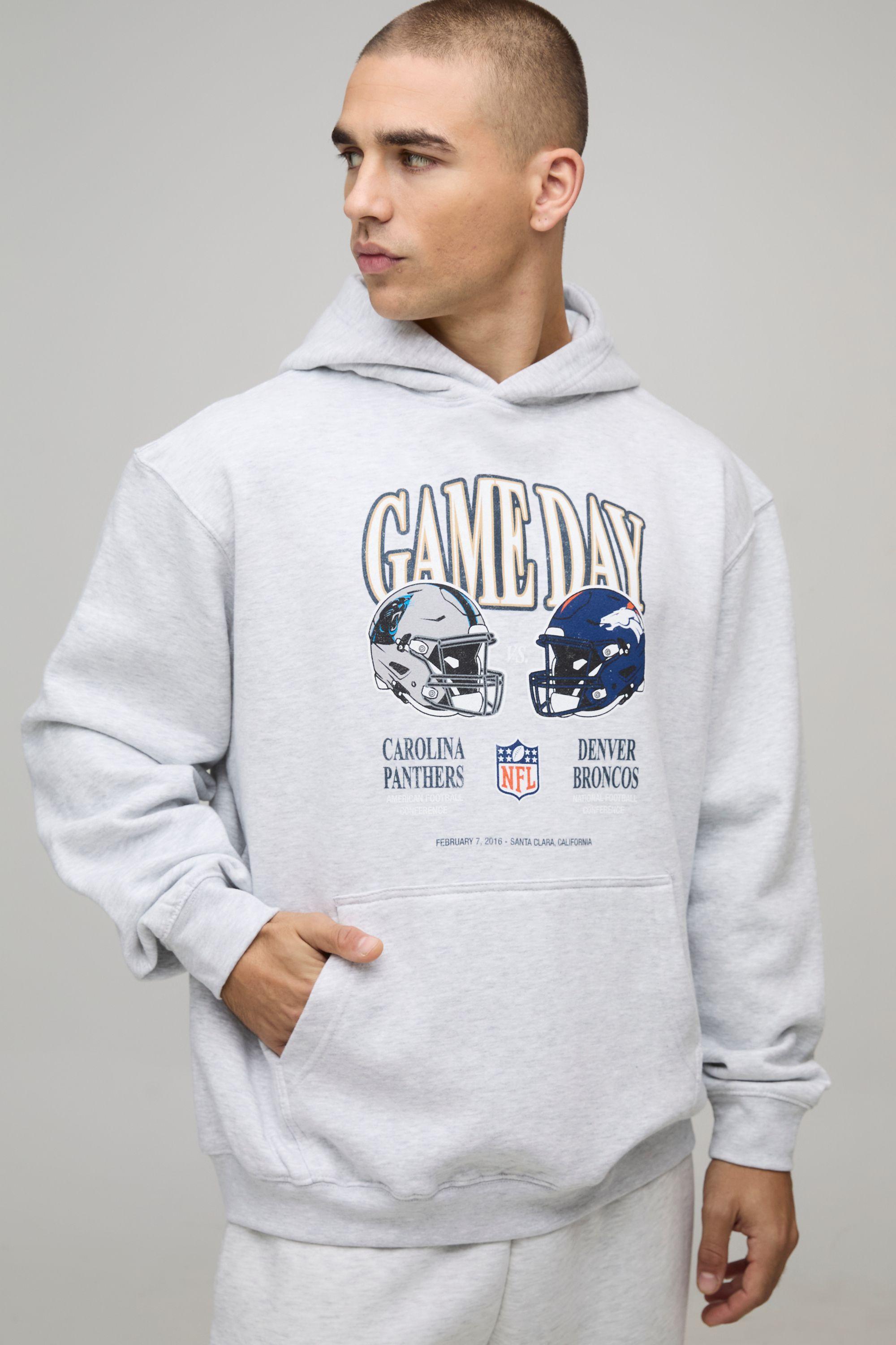 Oversized NFL Broncos X Panthers License Printed Hoodie by BOOHOOMAN