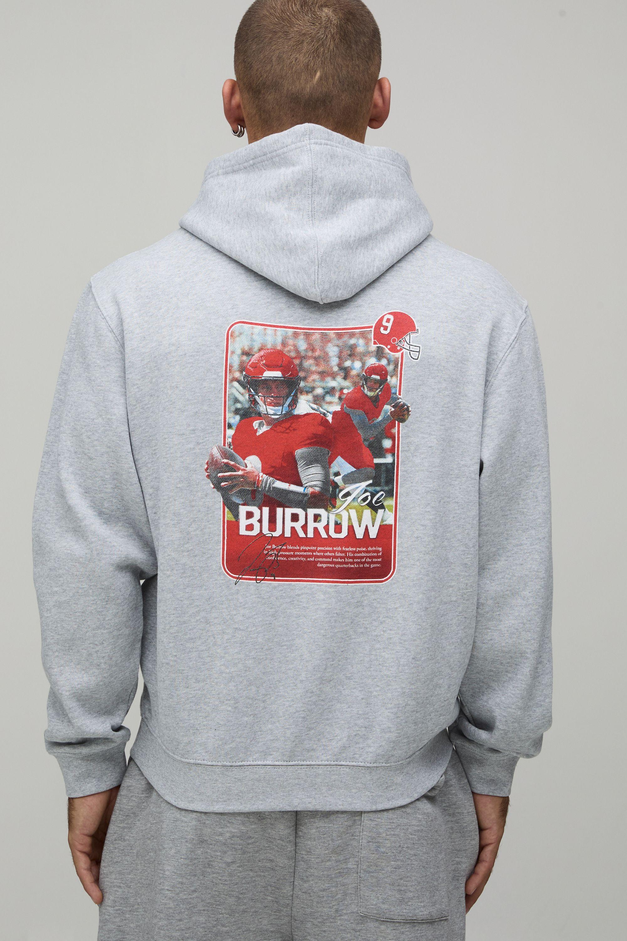 Oversized NFLPA Joe Burrow License Print Hoodie by BOOHOOMAN