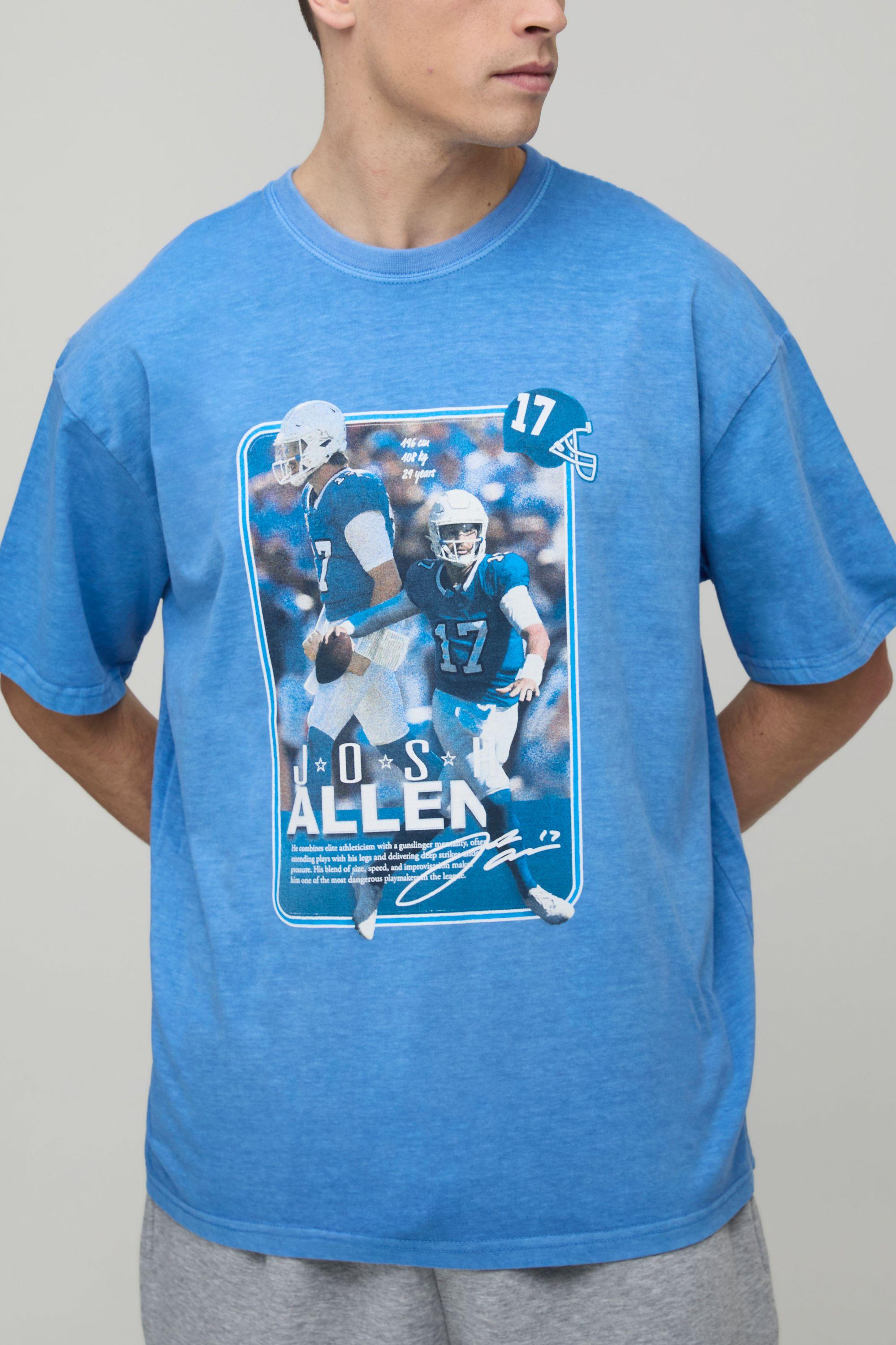 Oversized NFLPA Josh Allen License Washed Printed T-Shirt by BOOHOOMAN