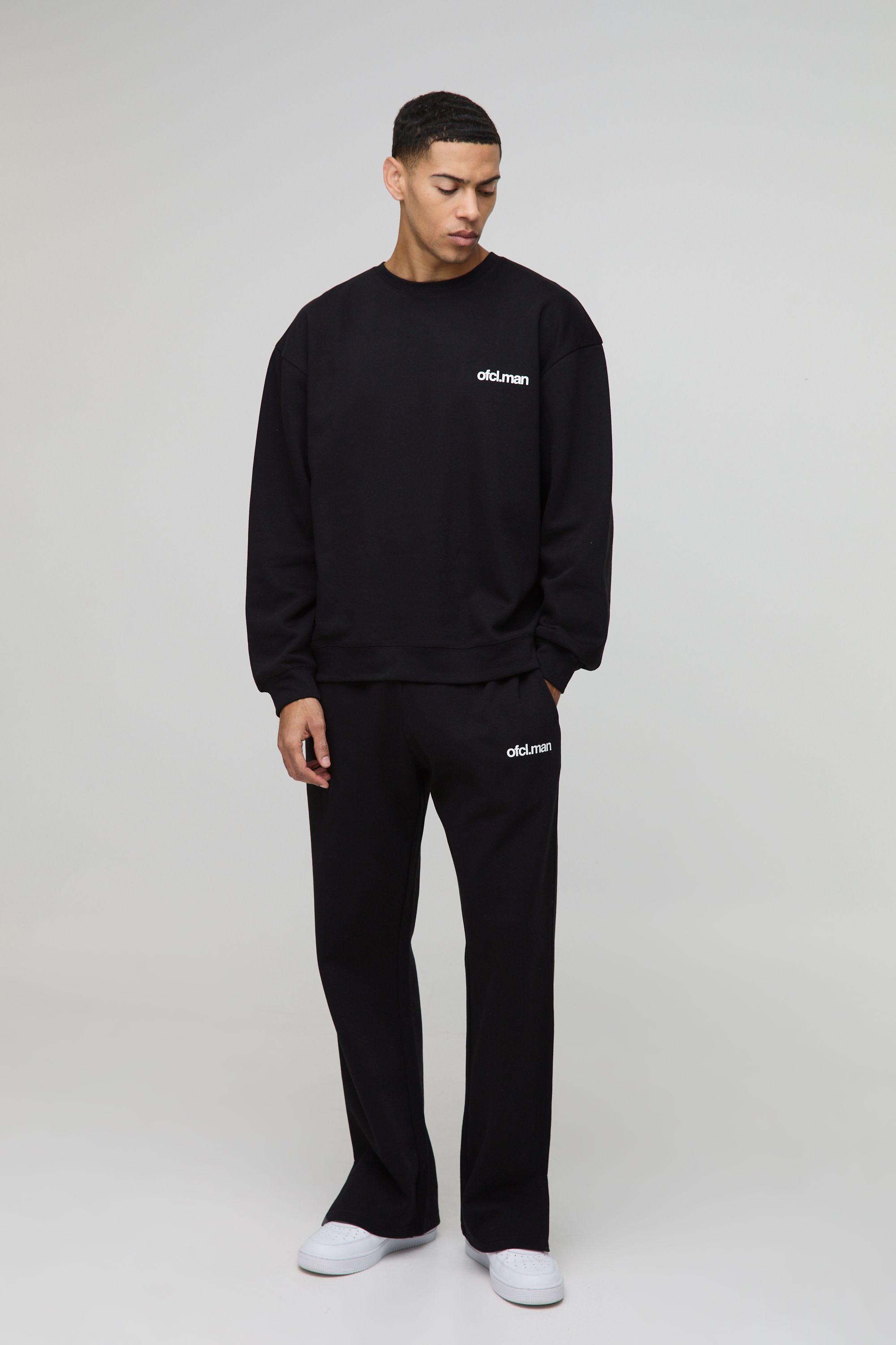 Oversized Ofcl Man Split Hem Sweat Tracksuit by BOOHOOMAN