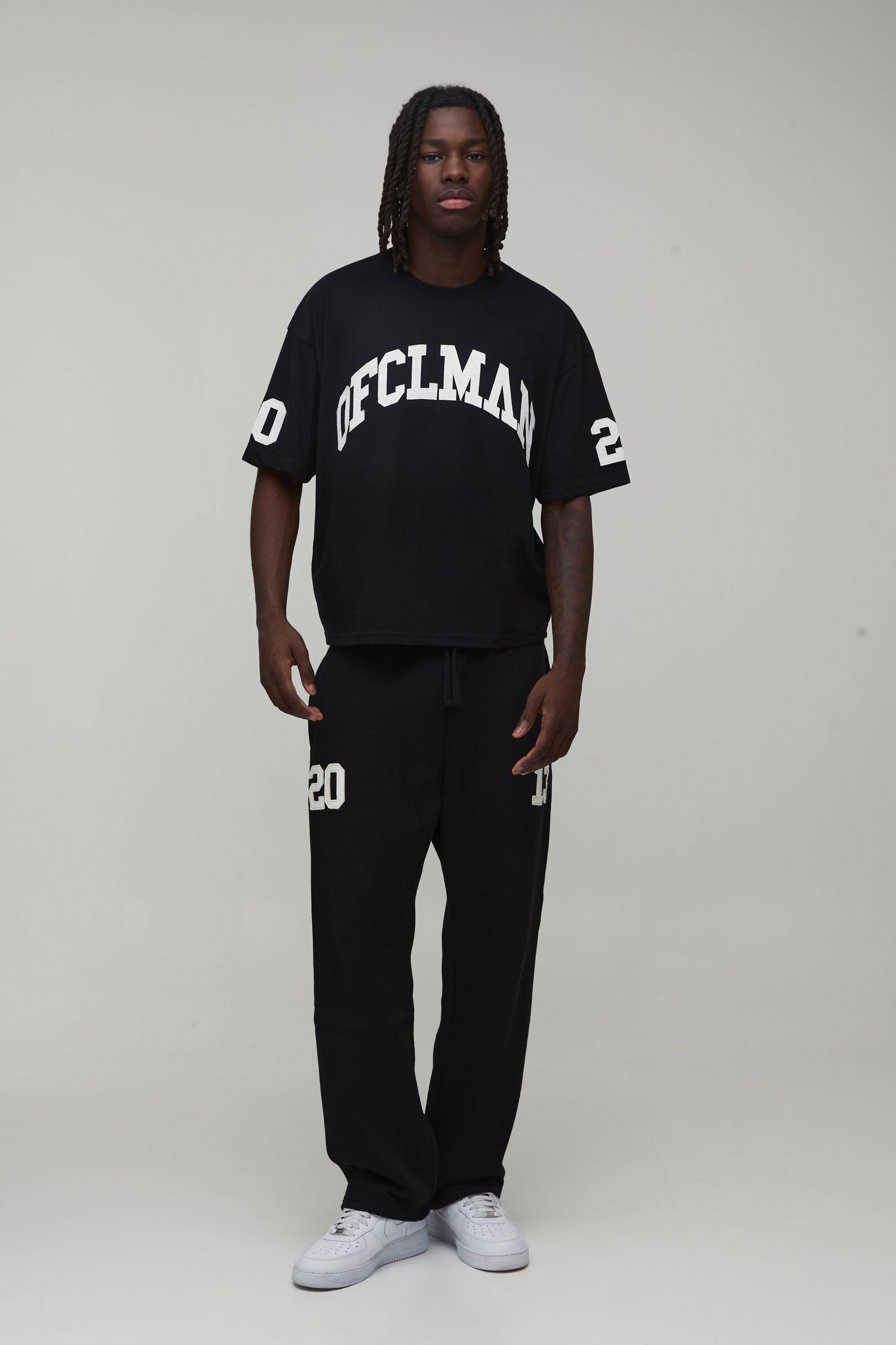 Oversized Ofclman Applique T-Shirt and Jogger Set by BOOHOOMAN