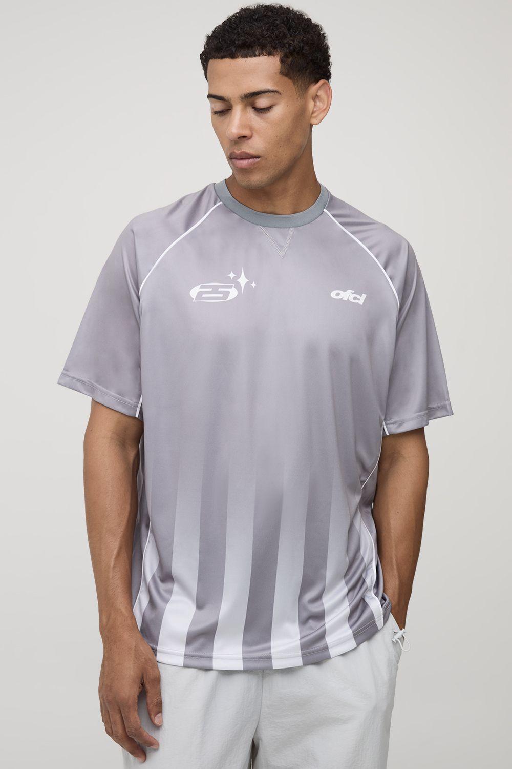 Oversized Ombre Stripe Piping Sports Top by BOOHOOMAN