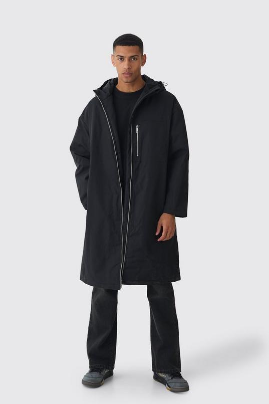 Oversized Padded Tech Longline Mac In Black by BOOHOOMAN