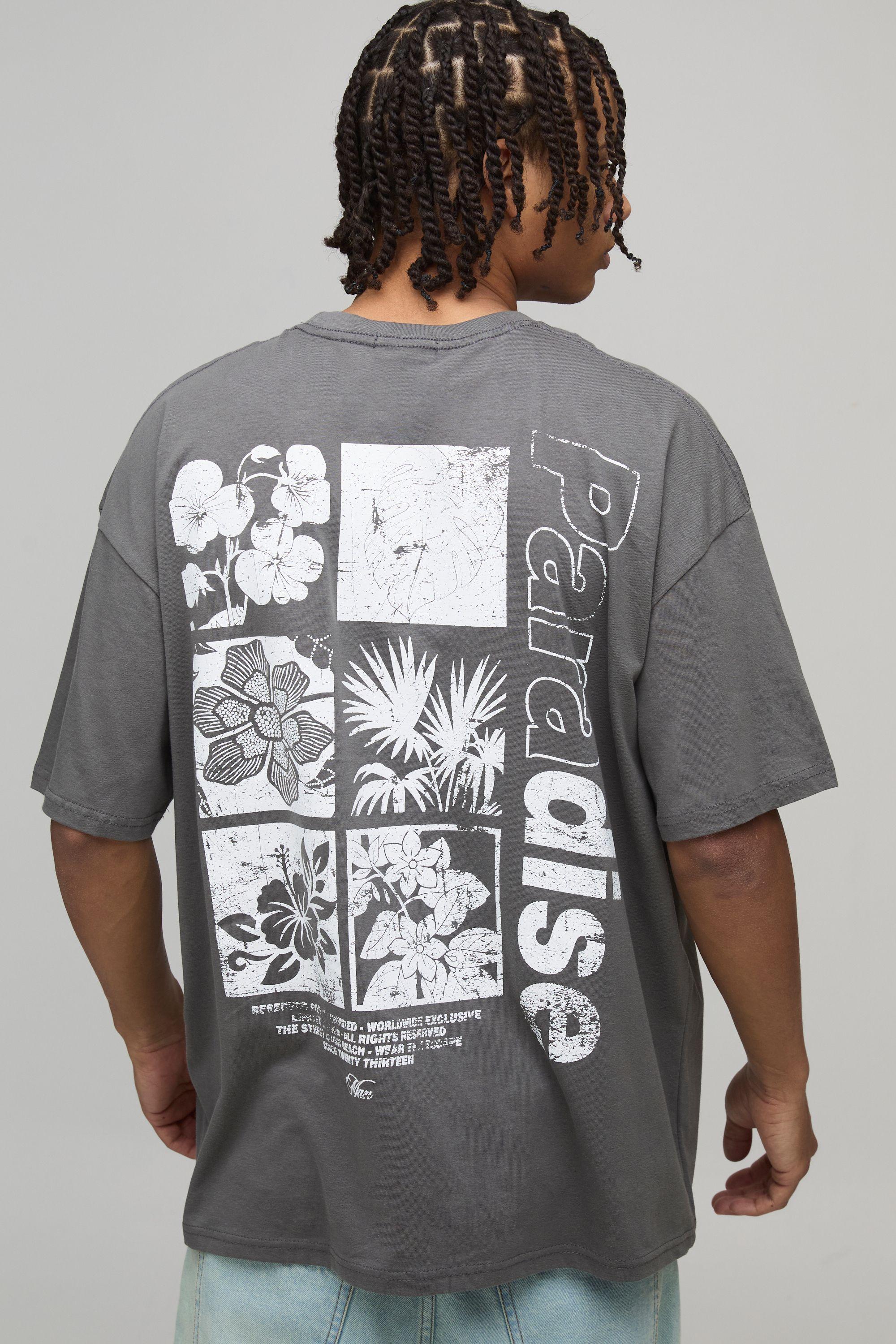 Oversized Paradise Floral Print T-Shirt by BOOHOOMAN