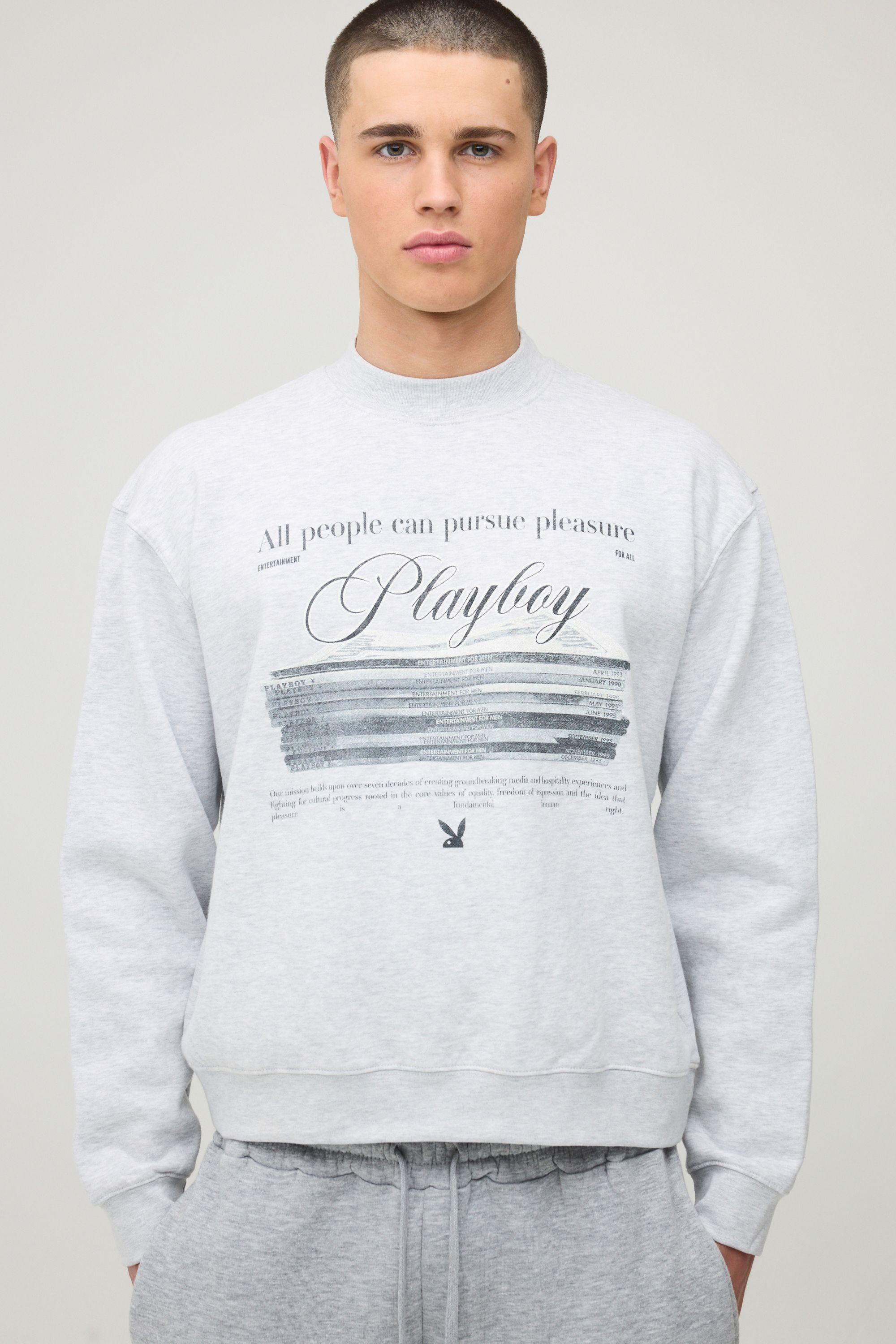 Oversized Playboy Magazine Printed License Sweatshirt by BOOHOOMAN