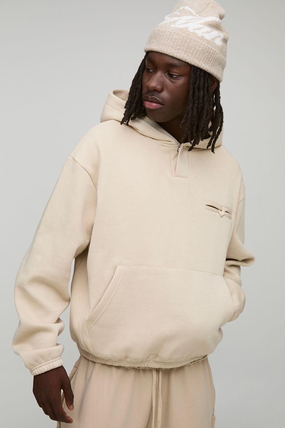 Oversized Pocket Detail Man Tab Hoodie by BOOHOOMAN