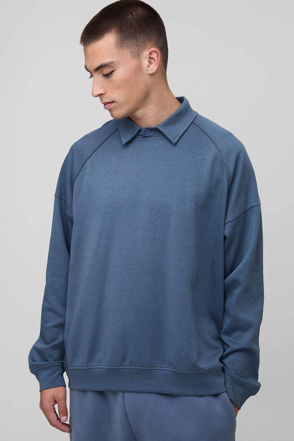 Oversized Premium Placketless Interlock Raglan Sleeve Polo by BOOHOOMAN