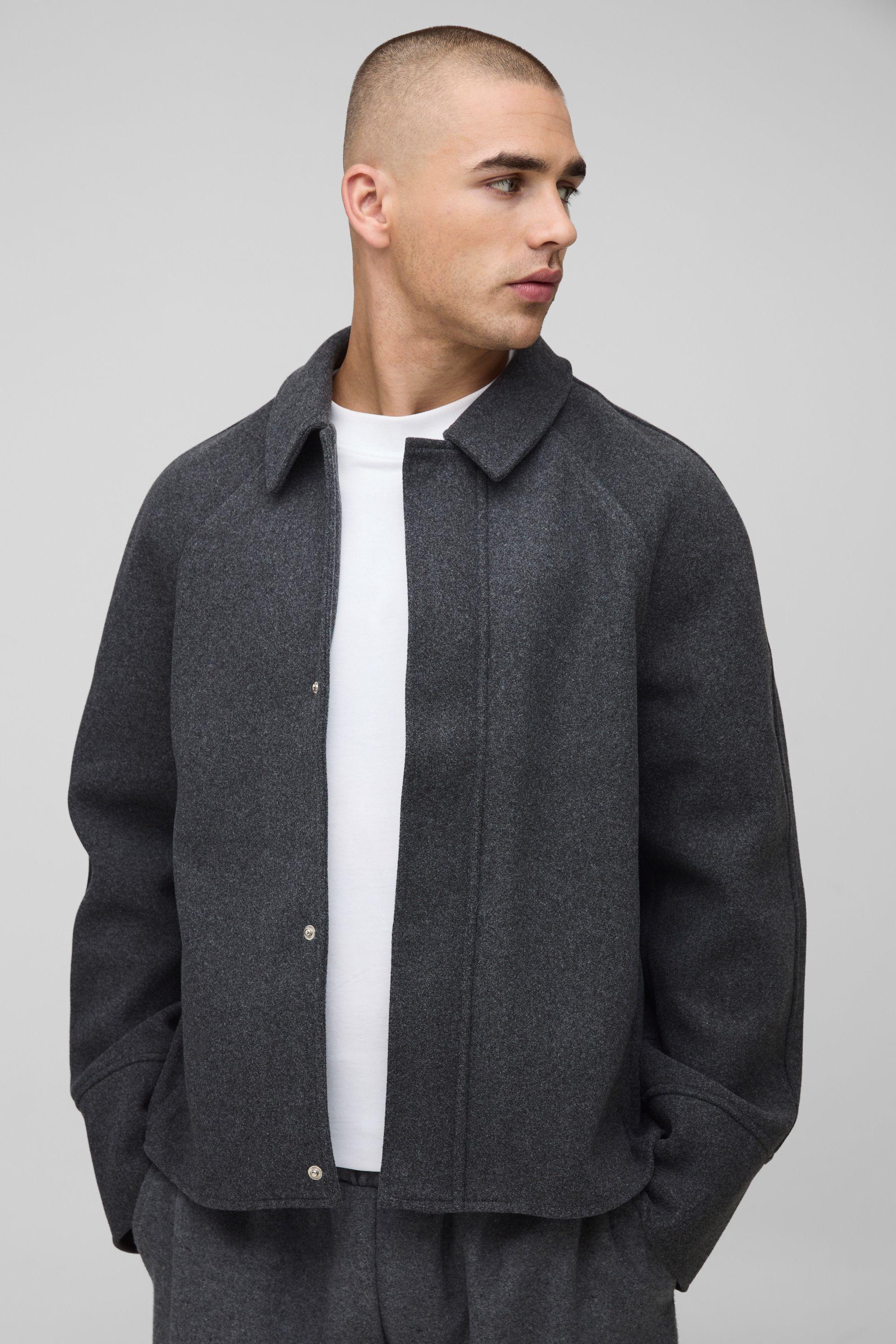 Oversized Raglan Sleeve Overshirt by BOOHOOMAN
