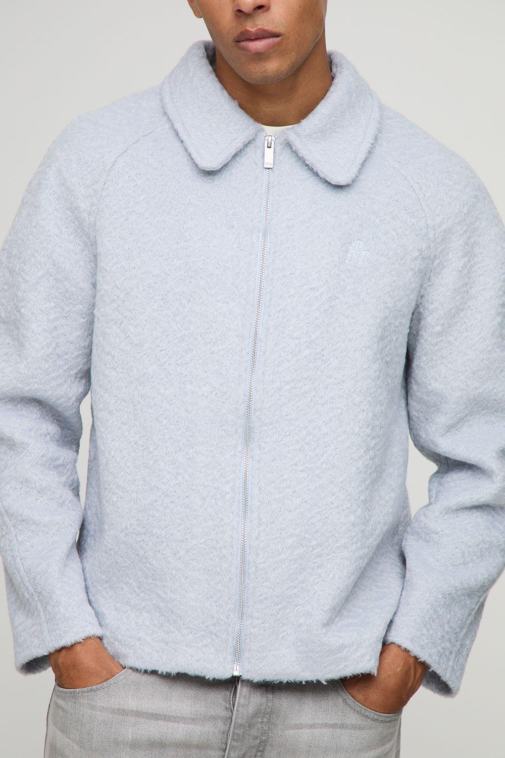 Oversized Raglan Sleeve Wool Look Overshirt by BOOHOOMAN