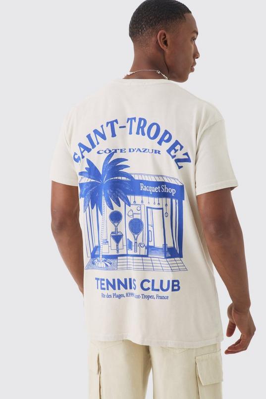Oversized Saint Tropez Print T-shirt by BOOHOOMAN