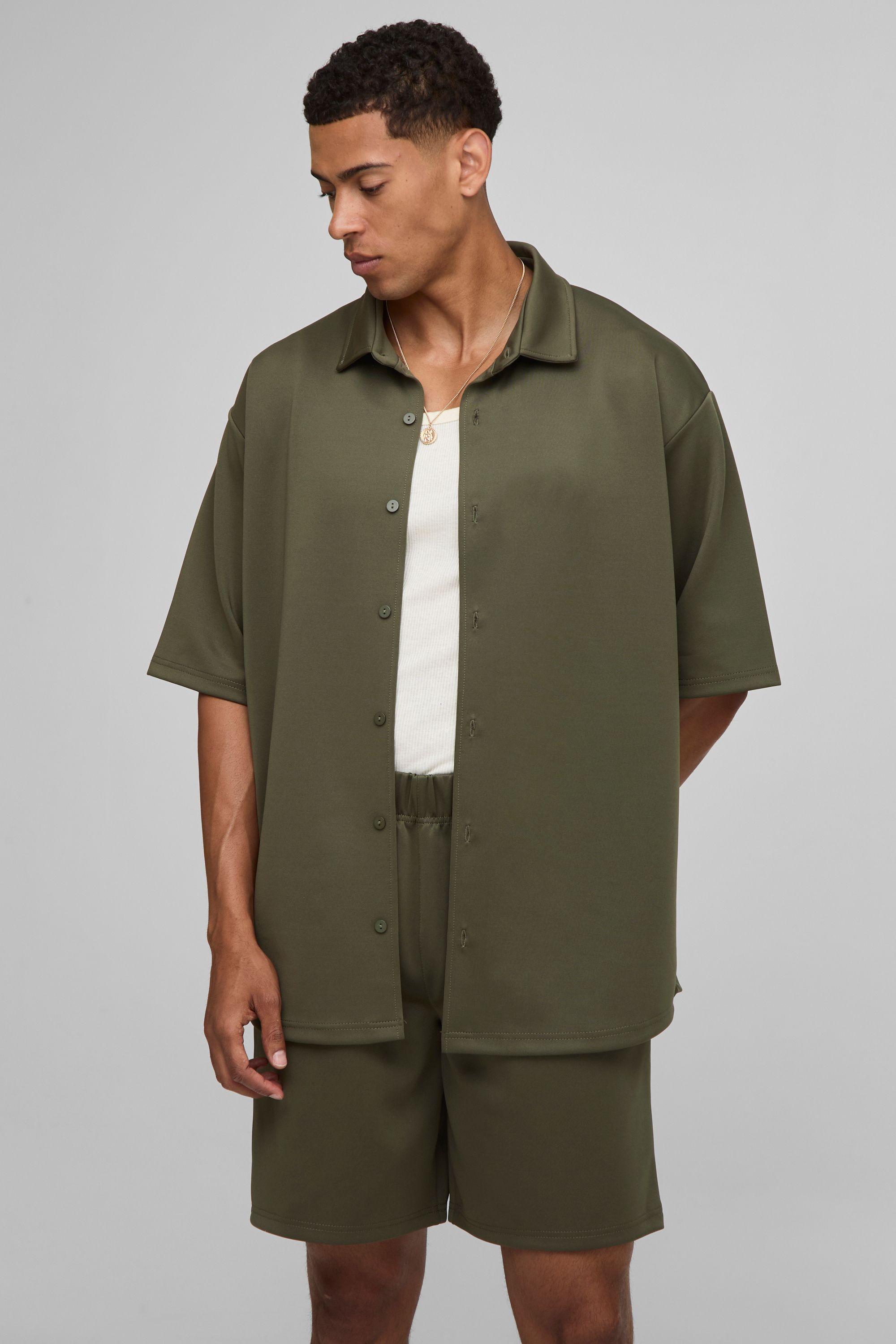 Oversized Scuba Collared Shirt and Short Set by BOOHOOMAN