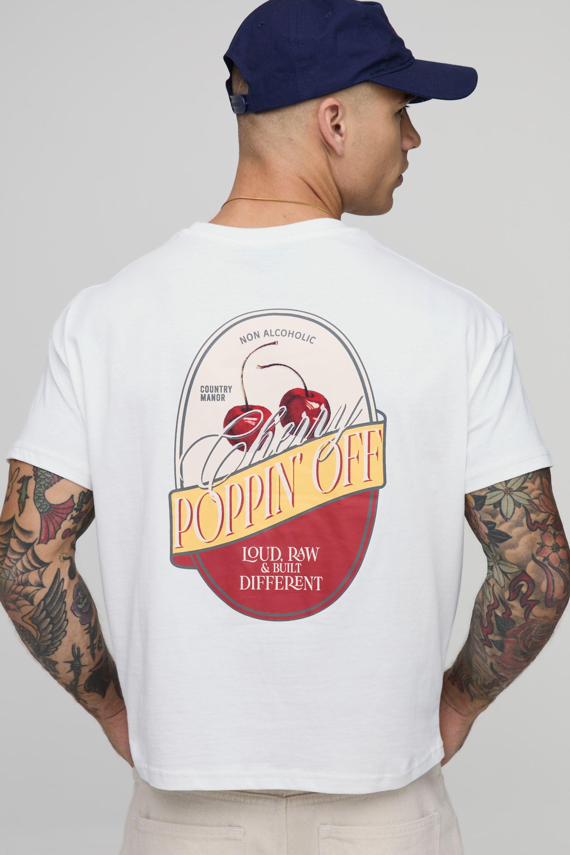 Oversized Shrunken Cherry Print T-shirt by BOOHOOMAN