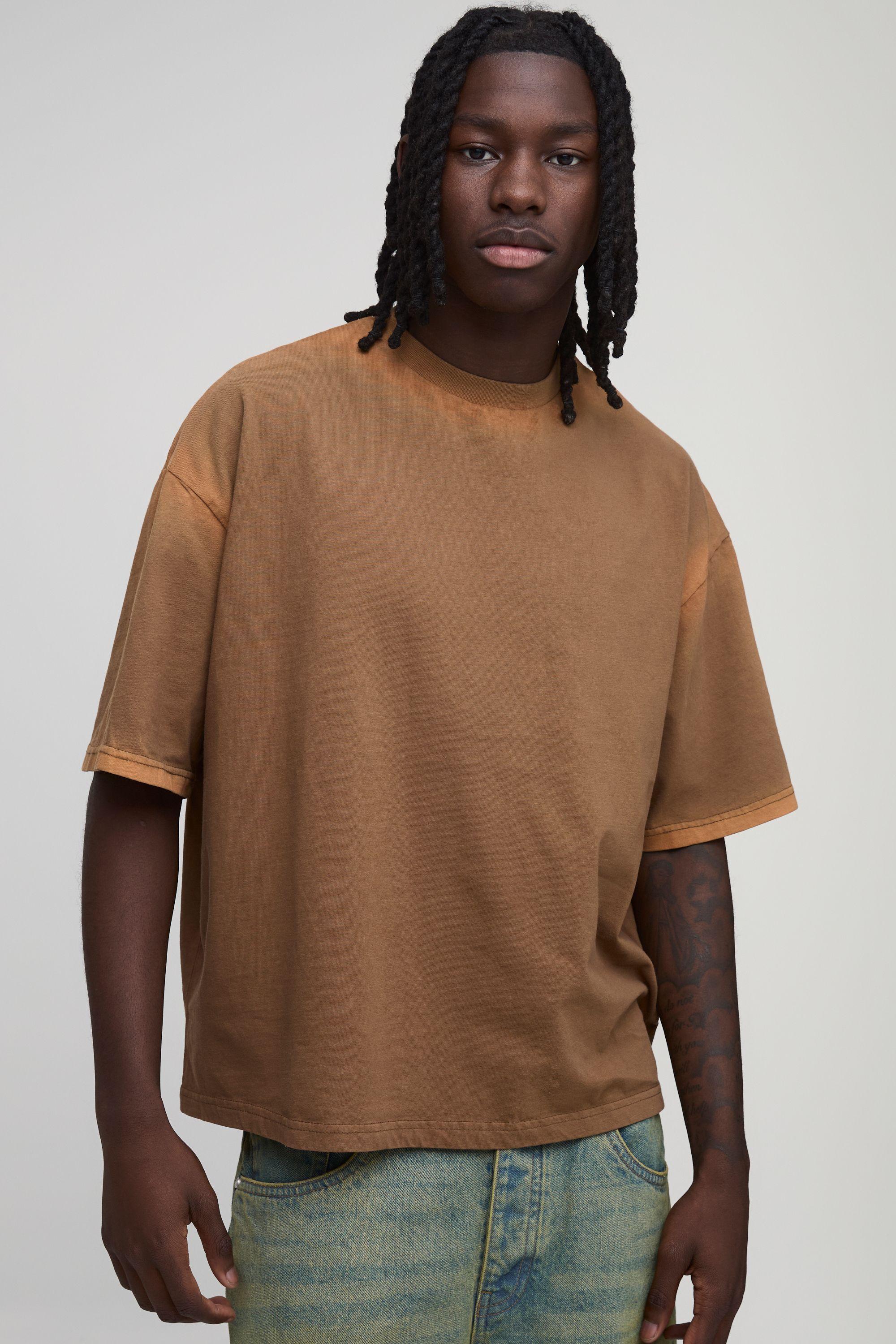 Oversized Shrunken Spray Seam Wash T-Shirt by BOOHOOMAN
