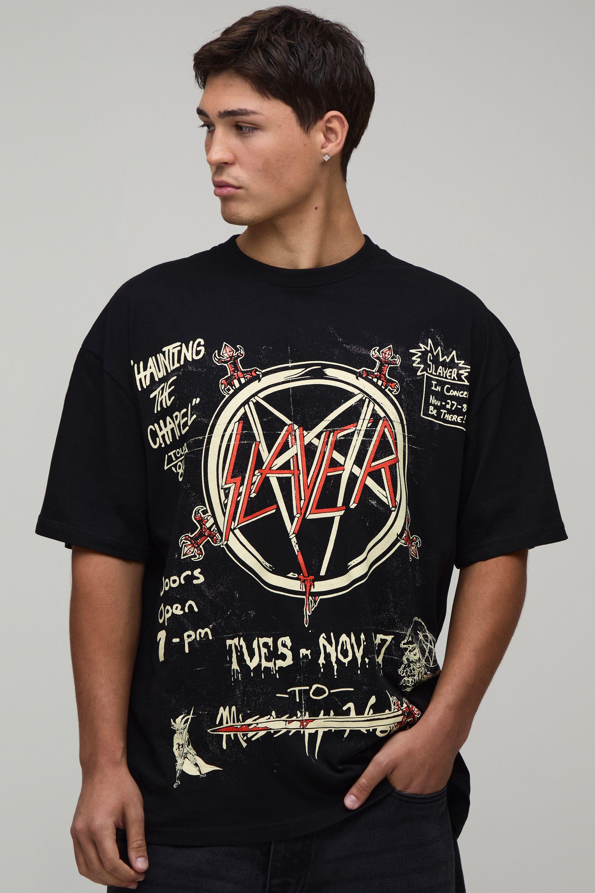 Oversized Slayer License Print T-shirt by BOOHOOMAN