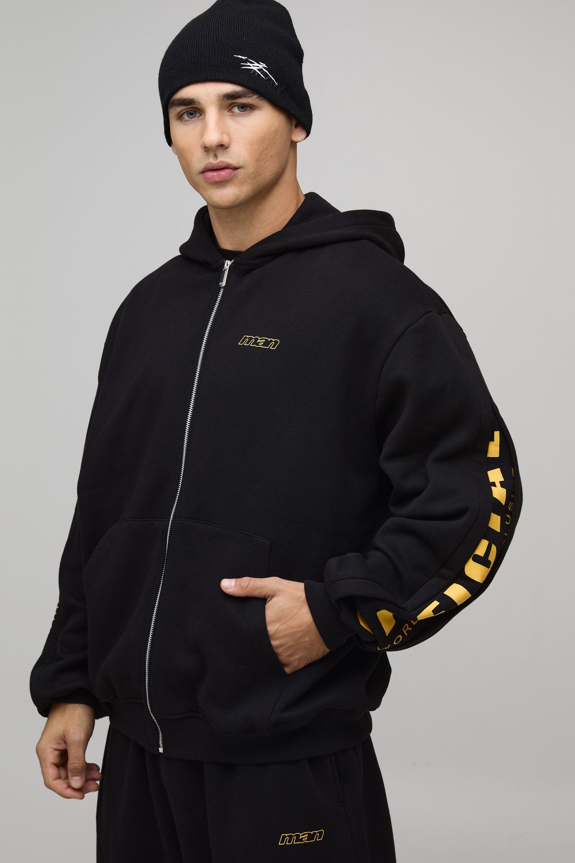 Oversized Sleeve Gusset Detail Zip Through Hoodie by BOOHOOMAN