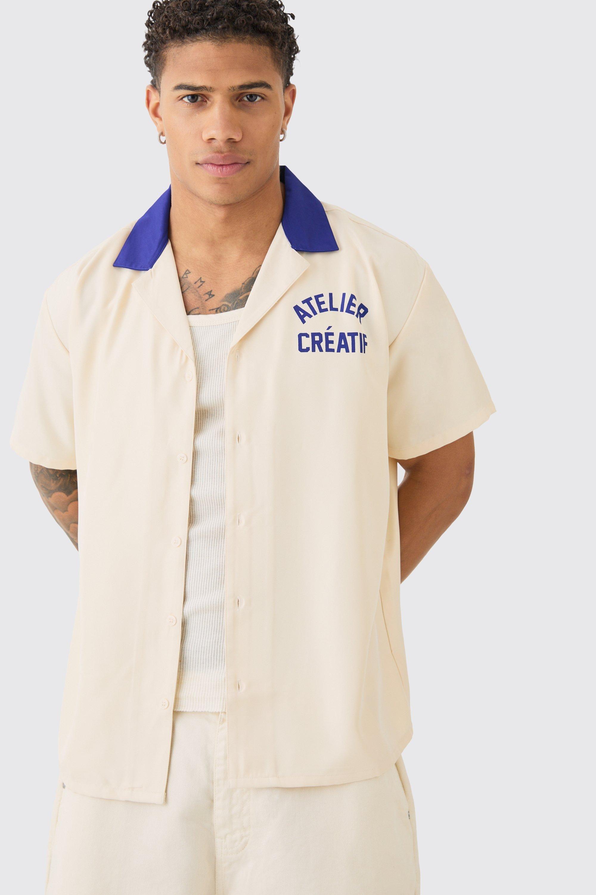 Oversized Soft Twill Bowling Shirt by BOOHOOMAN