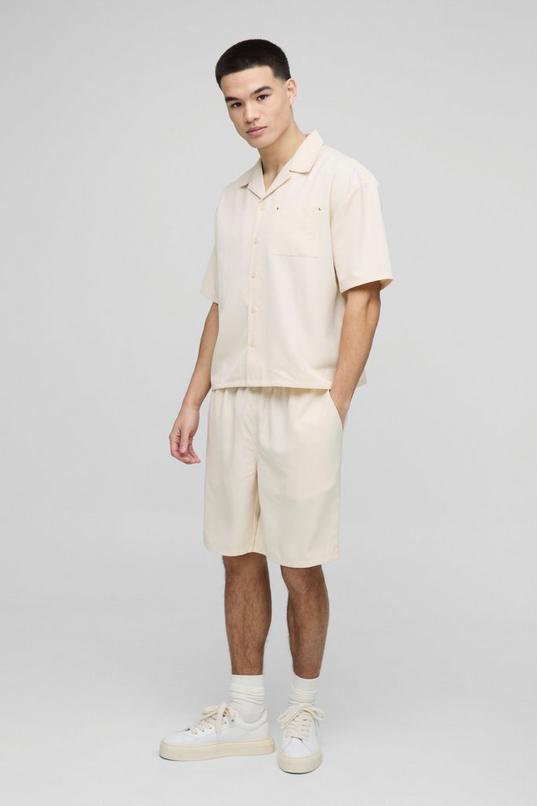 Oversized Soft Twill Pocket Detail Shirt & Short Set by BOOHOOMAN