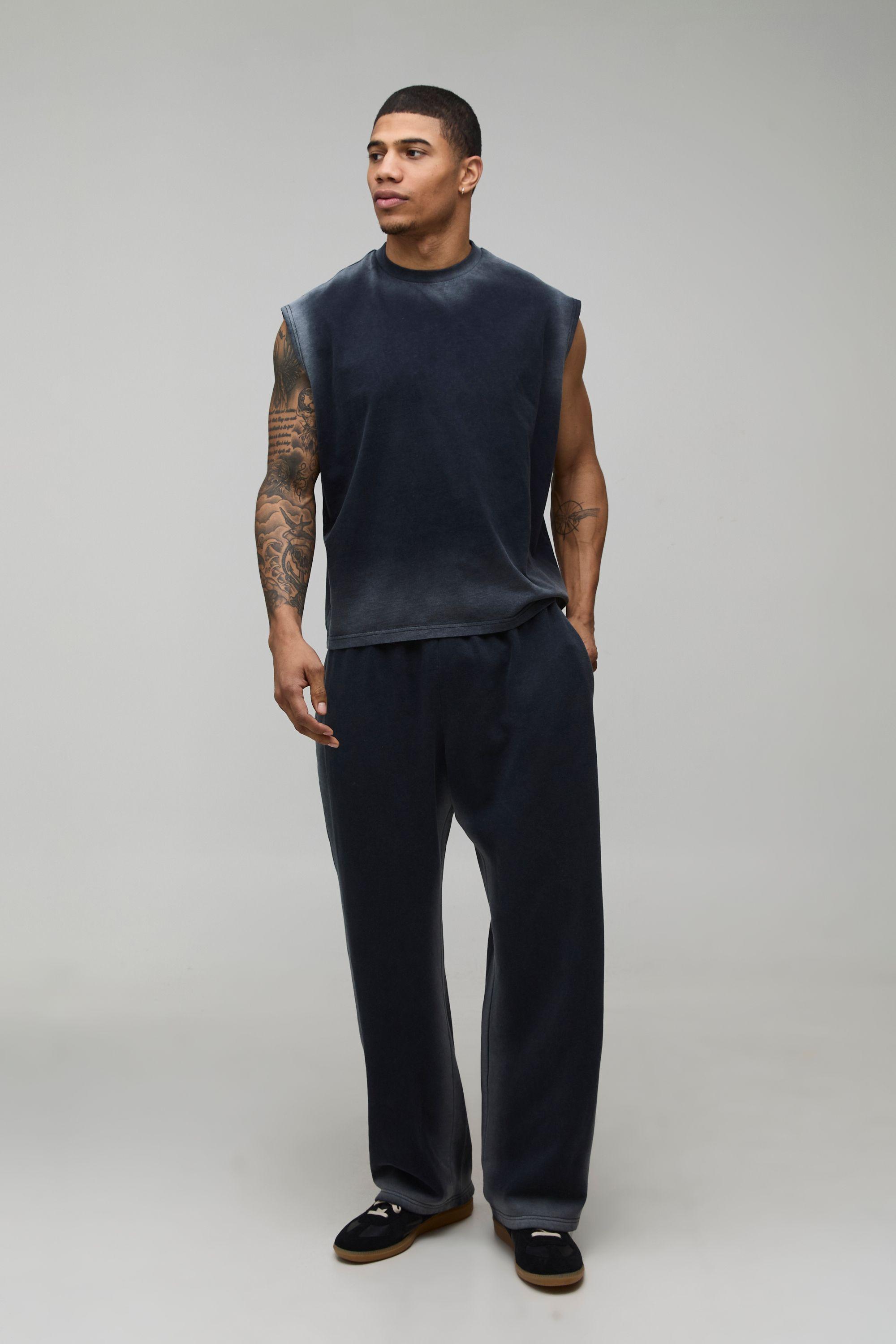 Oversized Spray Seam Wash Tank & Jogger Set by BOOHOOMAN