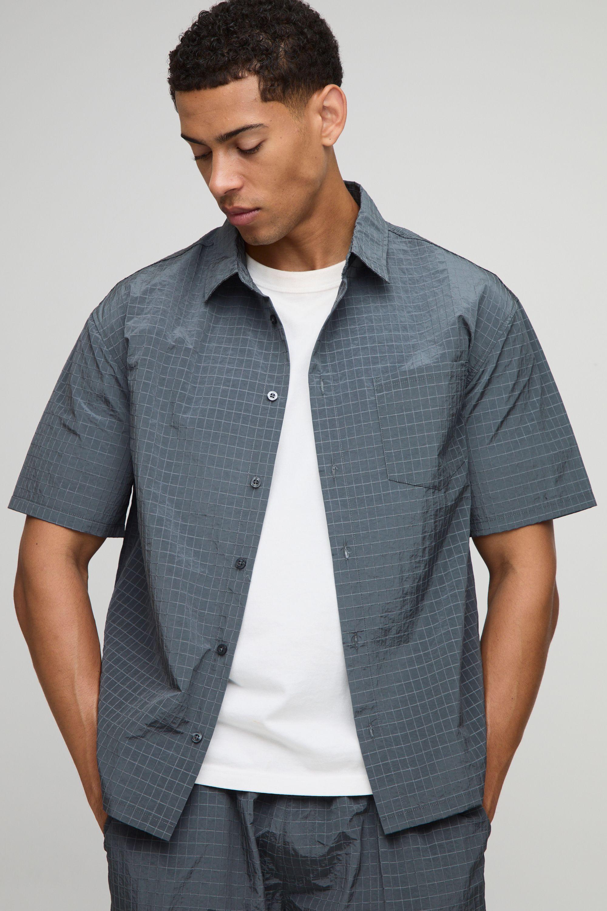 Oversized Technical Ripstop Shirt by BOOHOOMAN