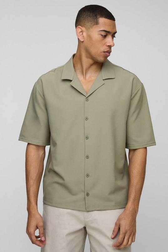 Oversized Technical Stretch Revere Shirt by BOOHOOMAN