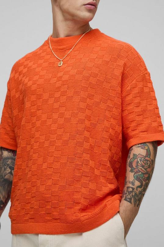 Oversized Textured Knitted T-Shirt by BOOHOOMAN