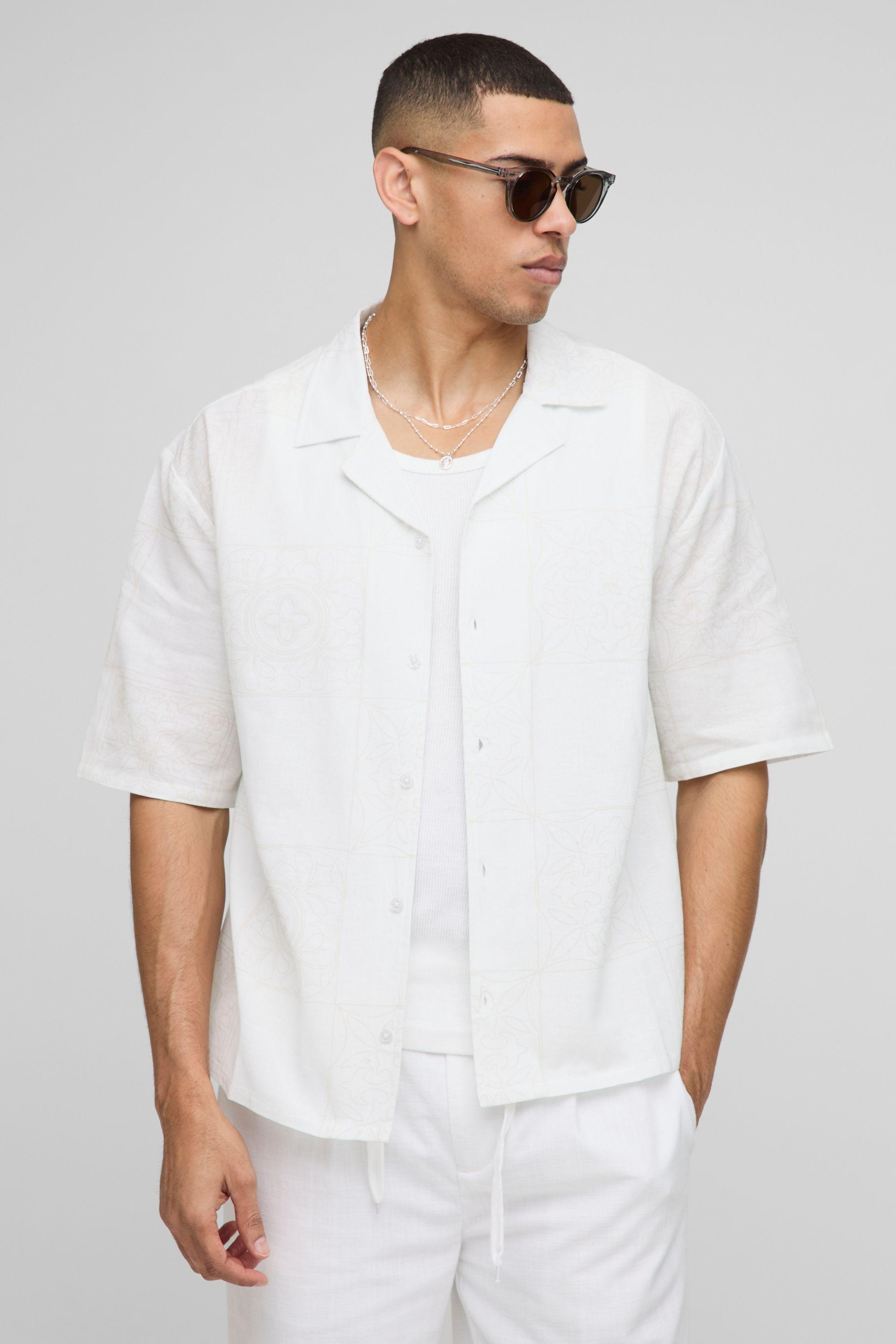 Oversized Tonal Check Printed Shirt by BOOHOOMAN