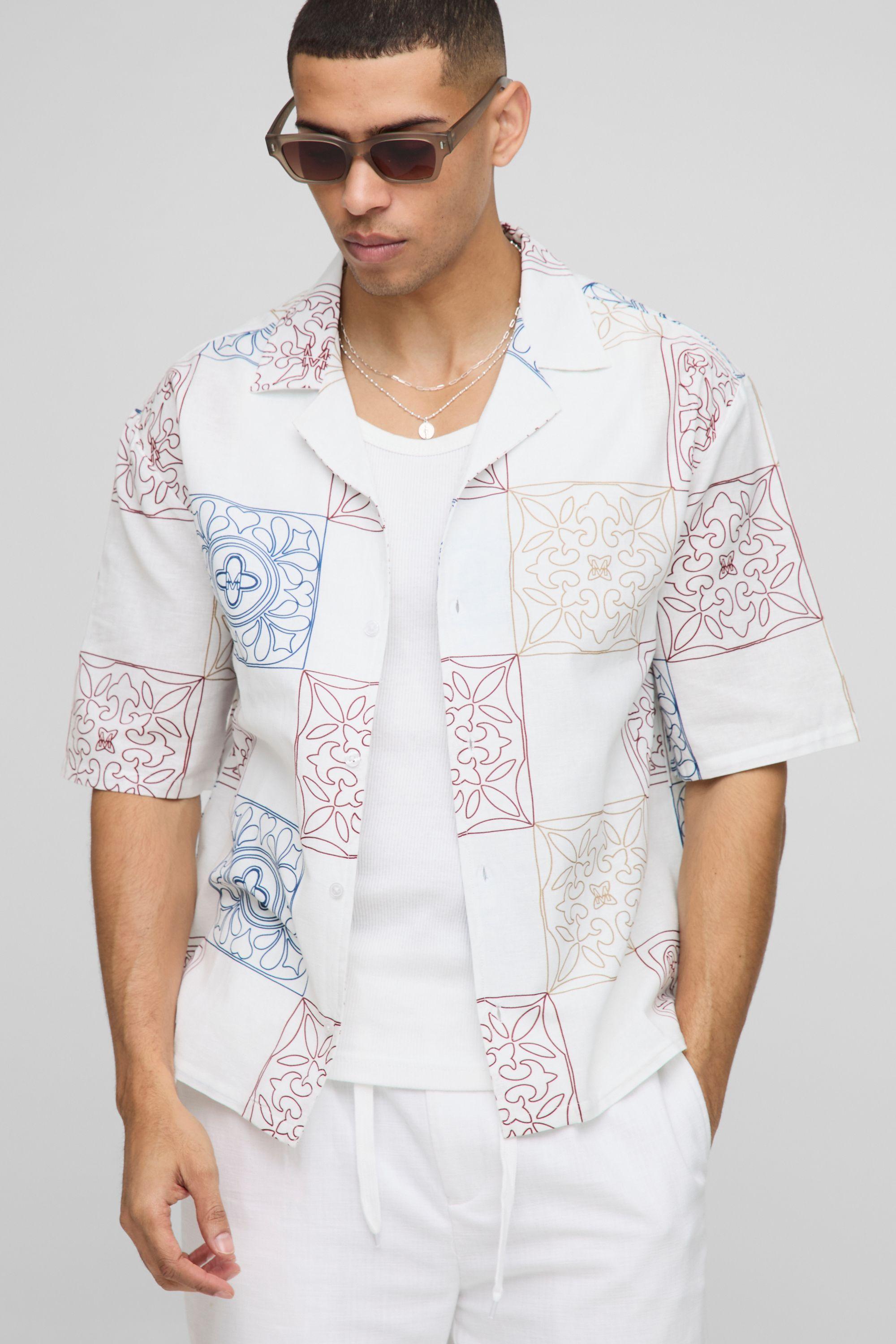 Oversized Tonal Check Printed Shirt by BOOHOOMAN