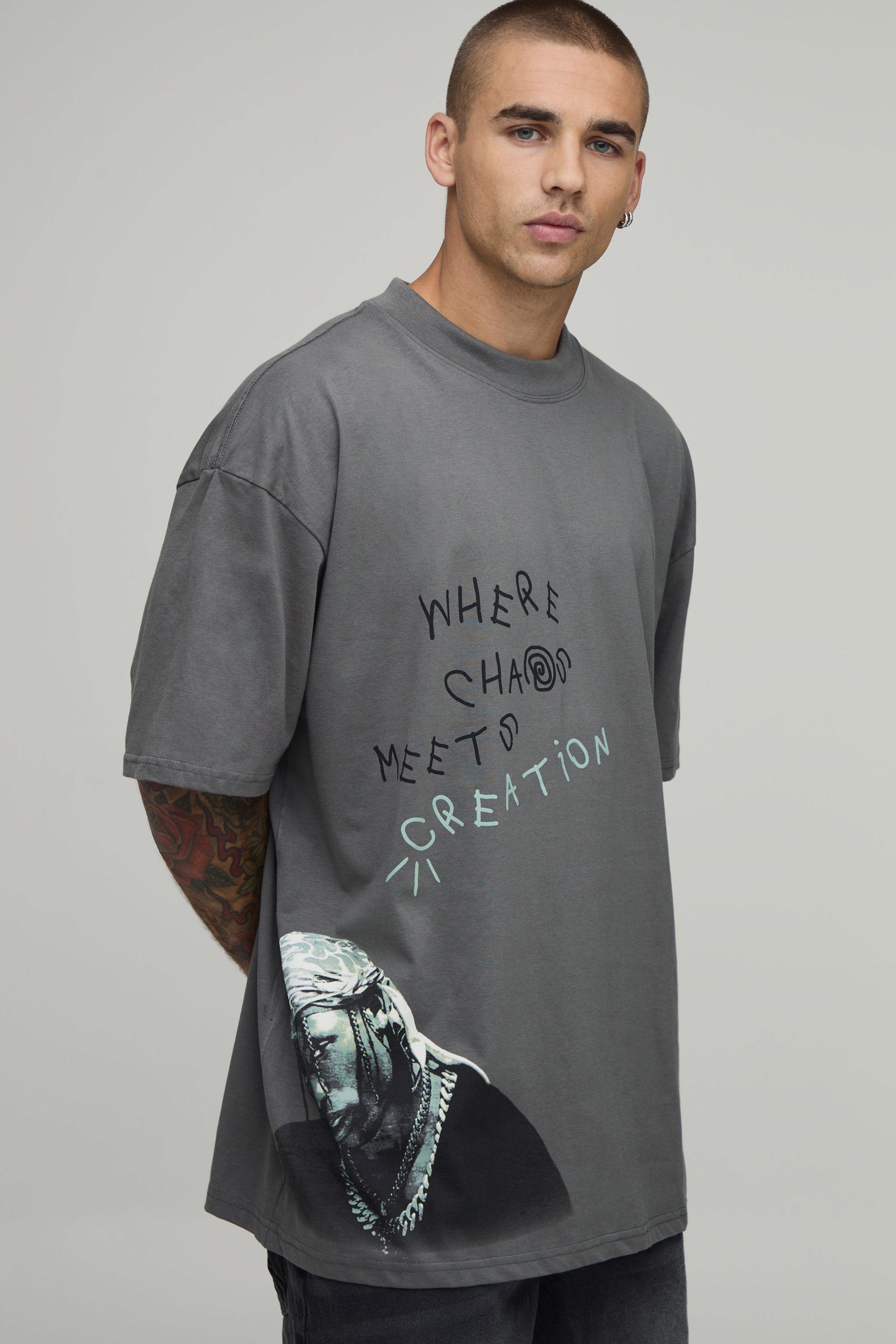 Oversized Travis Scott License Printed T-shirt by BOOHOOMAN